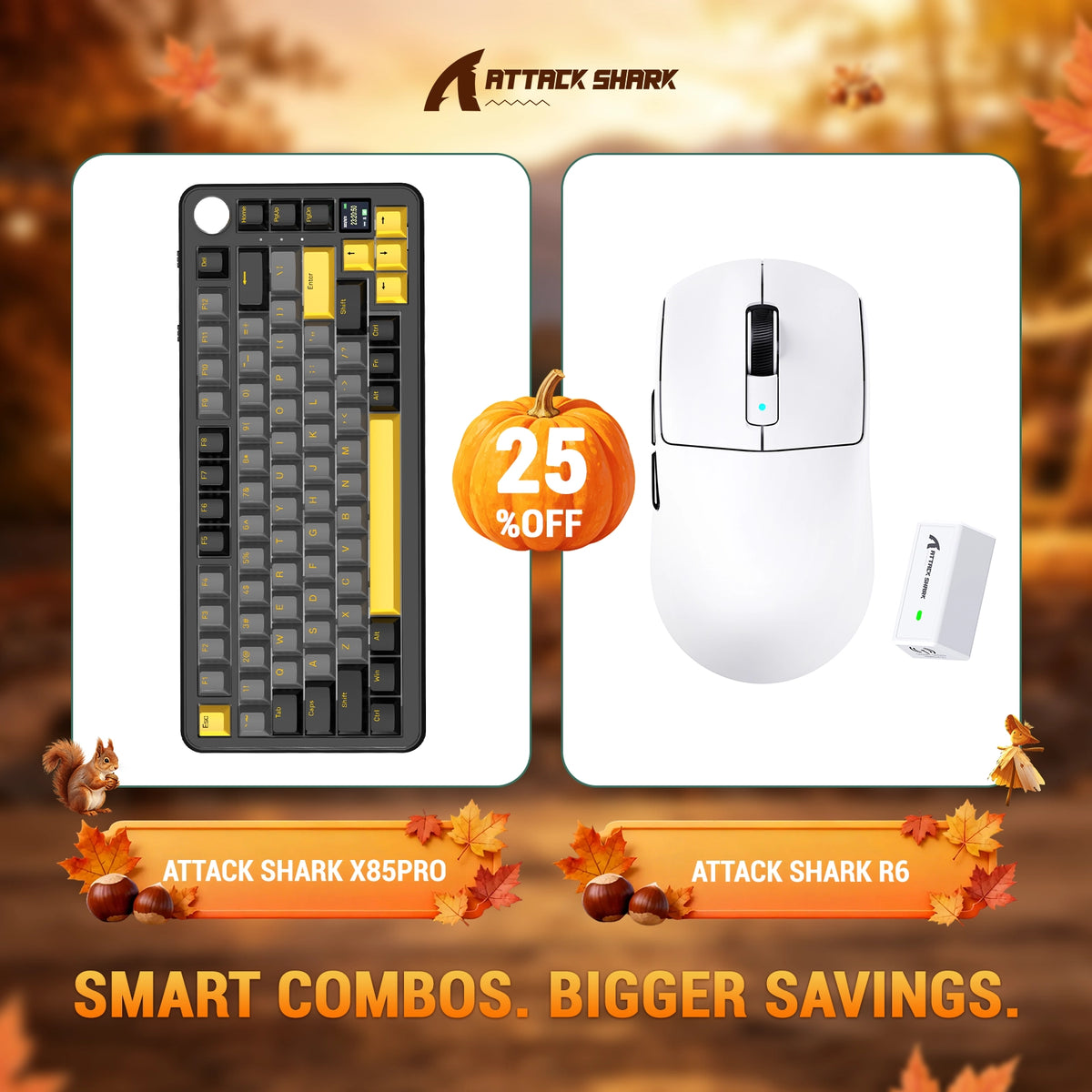ATTACK SHARK X85 PRO Tri-mode Gasket Mechanical Keyboard + R6 Wireless Gaming Mouse Bundle