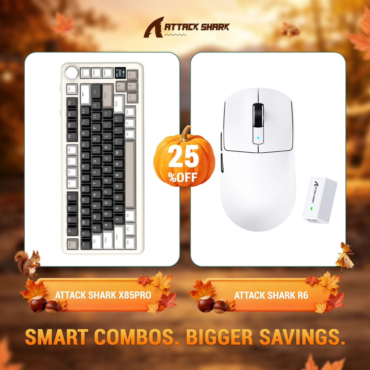 ATTACK SHARK X85 PRO Tri-mode Gasket Mechanical Keyboard + R6 Wireless Gaming Mouse Bundle