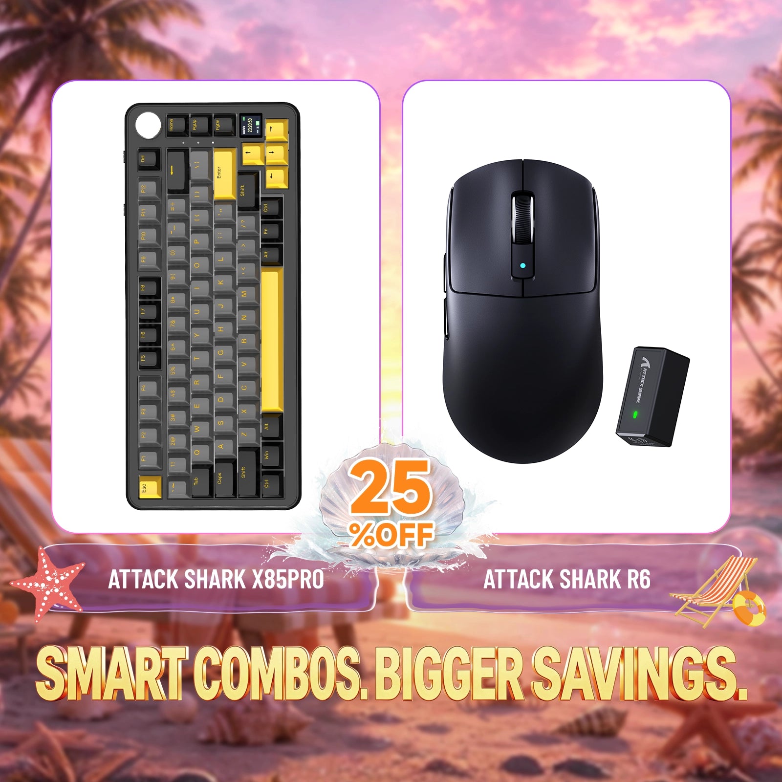 ATTACK SHARK X85PRO mechanical keyboard and R6 wireless gaming mouse bundle, 25% off