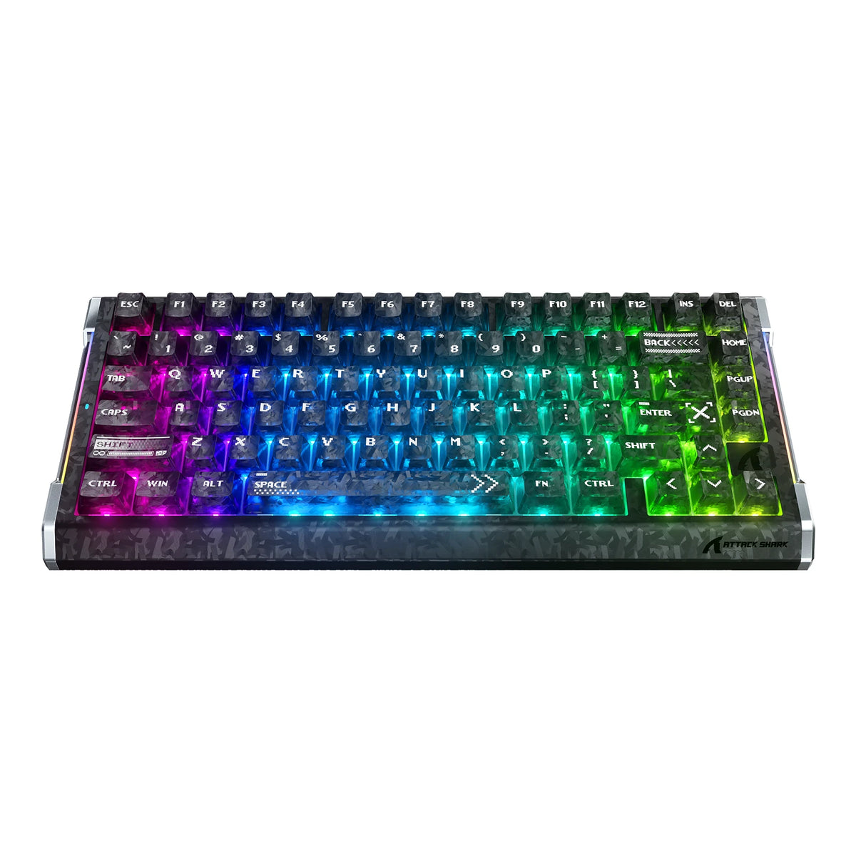 ATTACK SHARK R86 HE Carbon Fiber Wired Rapid Trigger Magnetic Switch Gaming Keyboard with C01 ULTRA RGB Coiled Cable