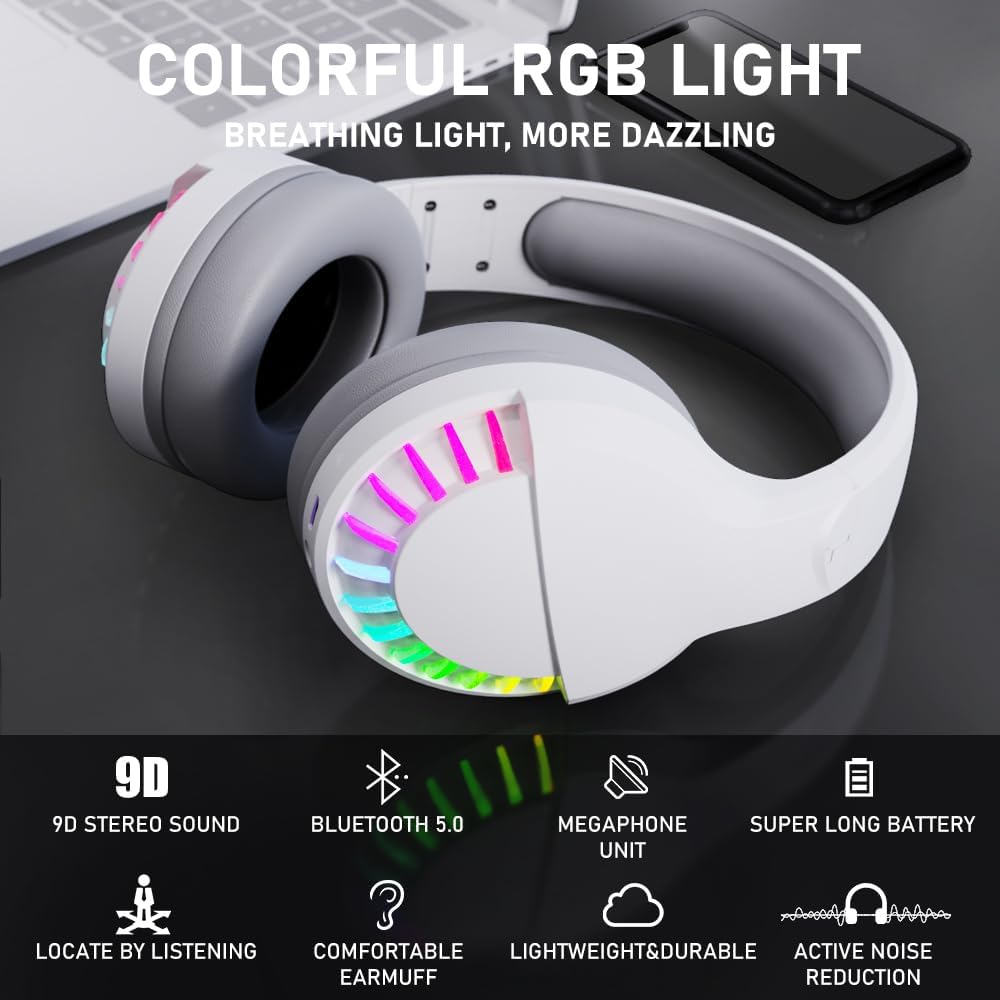 ATTACK SHARK x MAMBASNAKE SH33 Wireless Bluetooth Headset with RGB lights and 9D stereo sound.