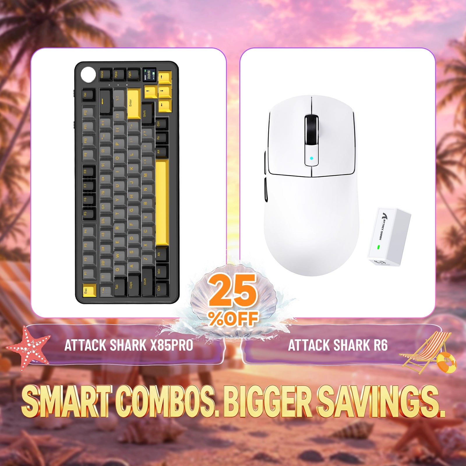 ATTACK SHARK X85PRO mechanical keyboard and R6 wireless gaming mouse bundle with 25% off