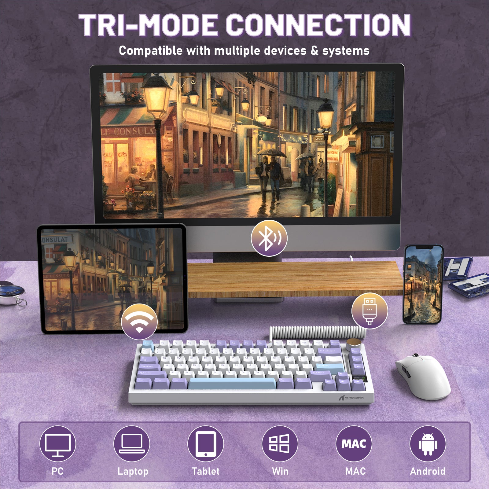 ATTACK SHARK X820ULTRA Mechanical Keyboard with C01ULTRA Coiled Cable