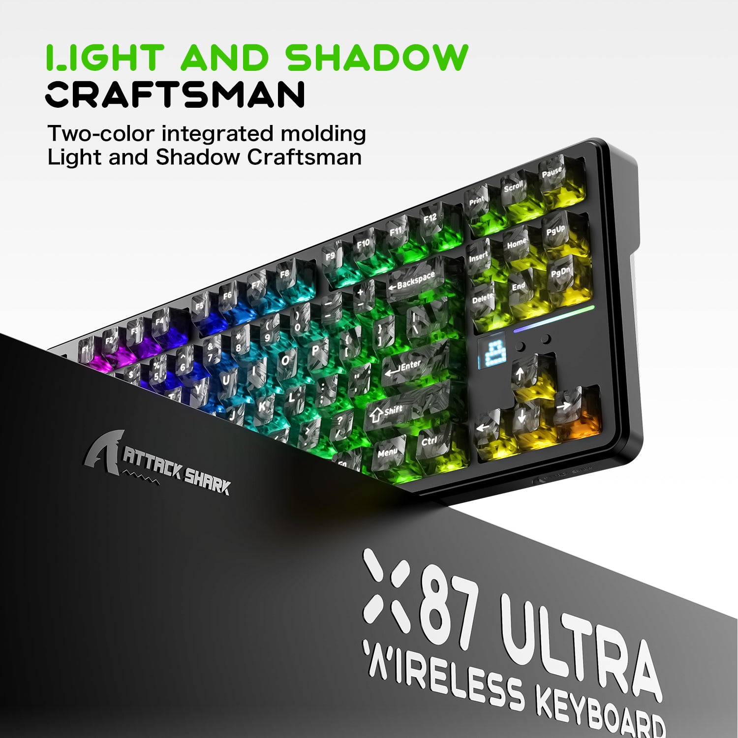 ATTACK SHARK X87 ULTRA Wireless Gaming Keyboard with 8KHz Receiver and RGB Coiled Cable