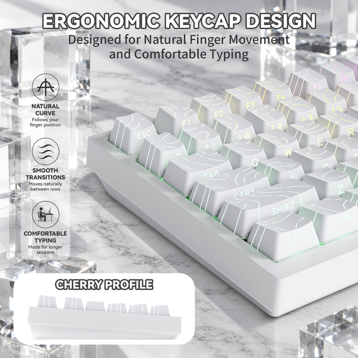 ATTACK SHARK SK06 135 Keys Shine-Through Keycaps, ANSI/ISO