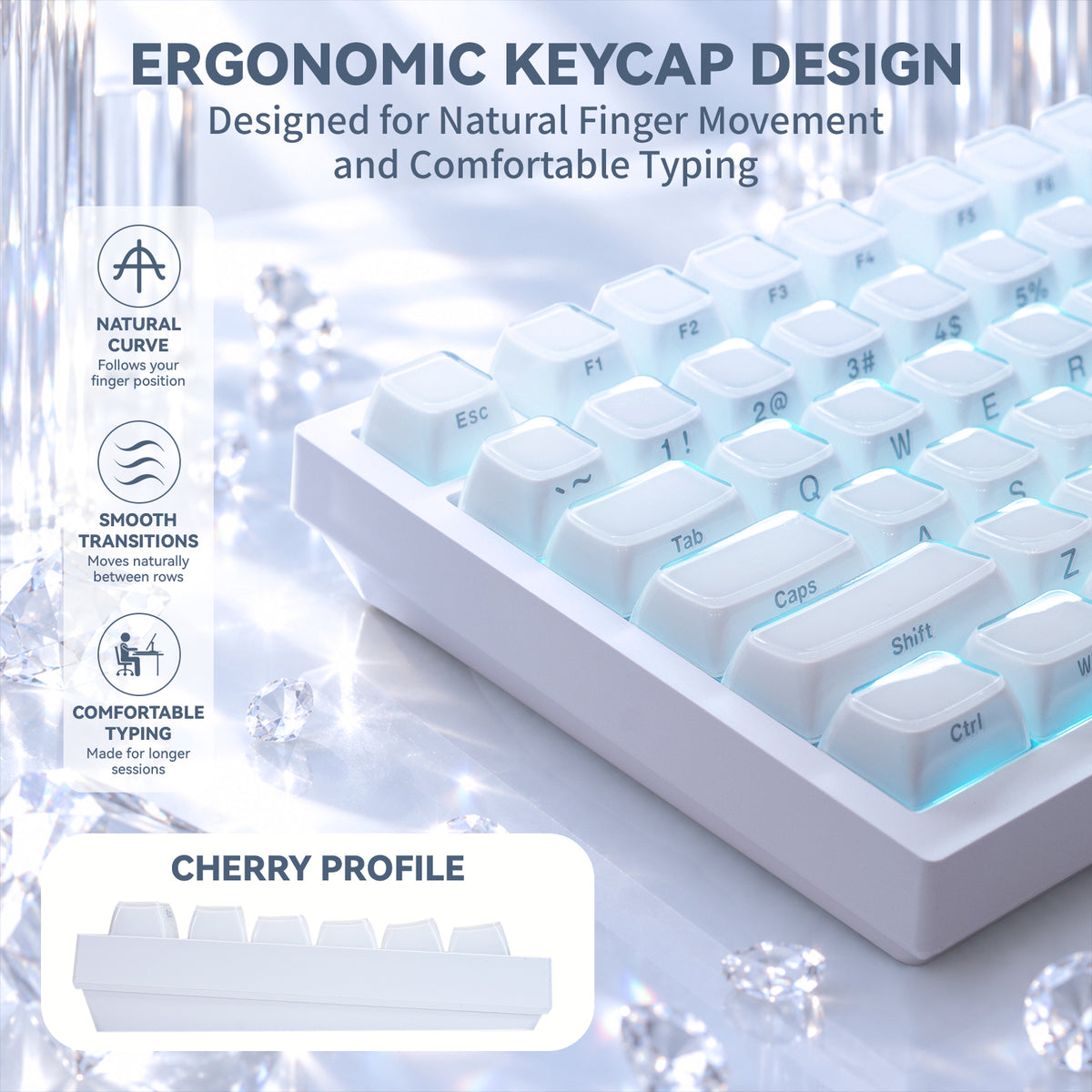 ATTACK SHARK SK03 136 Keys Crystal Keycaps, ASA Profile, ANSI/ISO