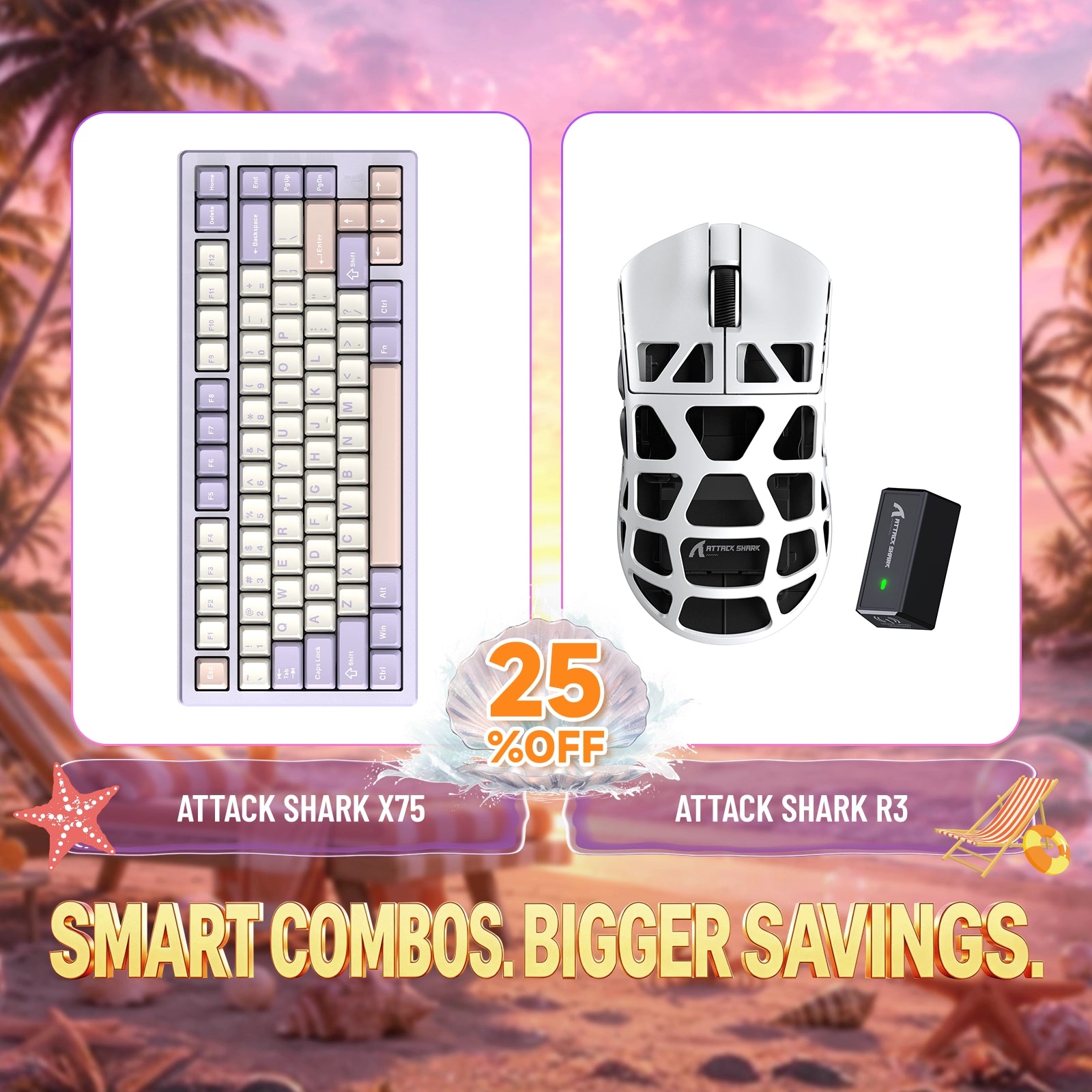 ATTACK SHARK X75 Full Aluminum Keyboard + R3 Magnesium Alloy Gaming Mouse Bundle