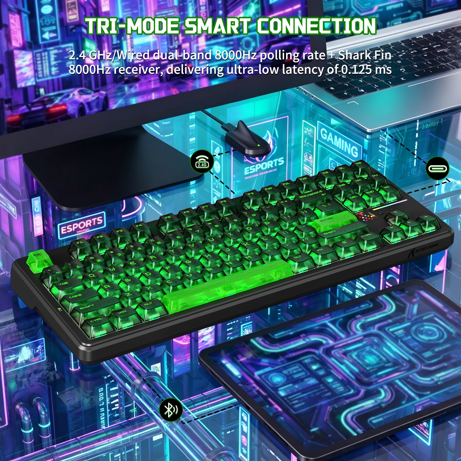 ATTACK SHARK X87 ULTRA Wireless Mechanical Keyboard With 8K Wireless Receiver