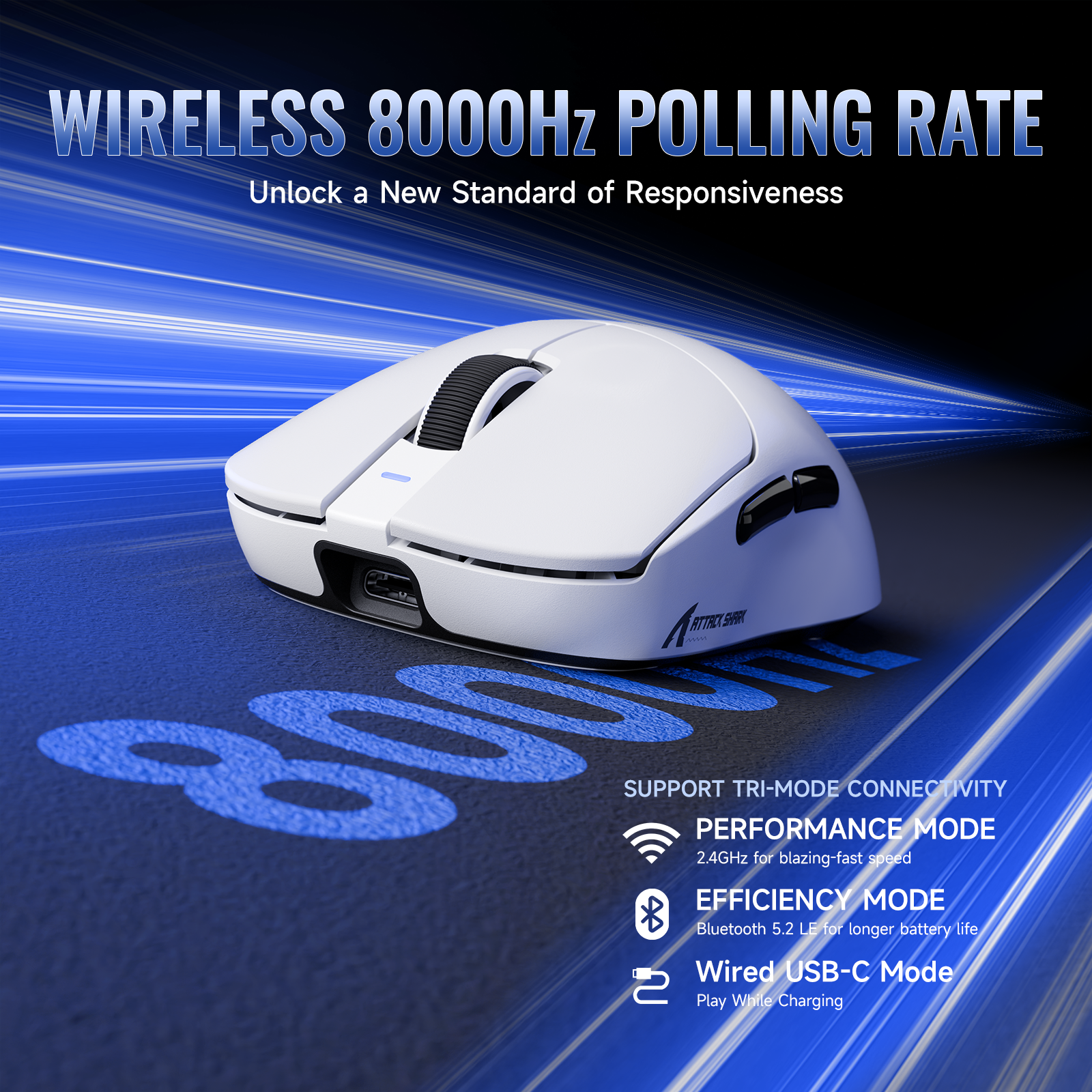 ATTACK SHARK X8 Series Tri-mode Lightweight Wireless Gaming Mouse
