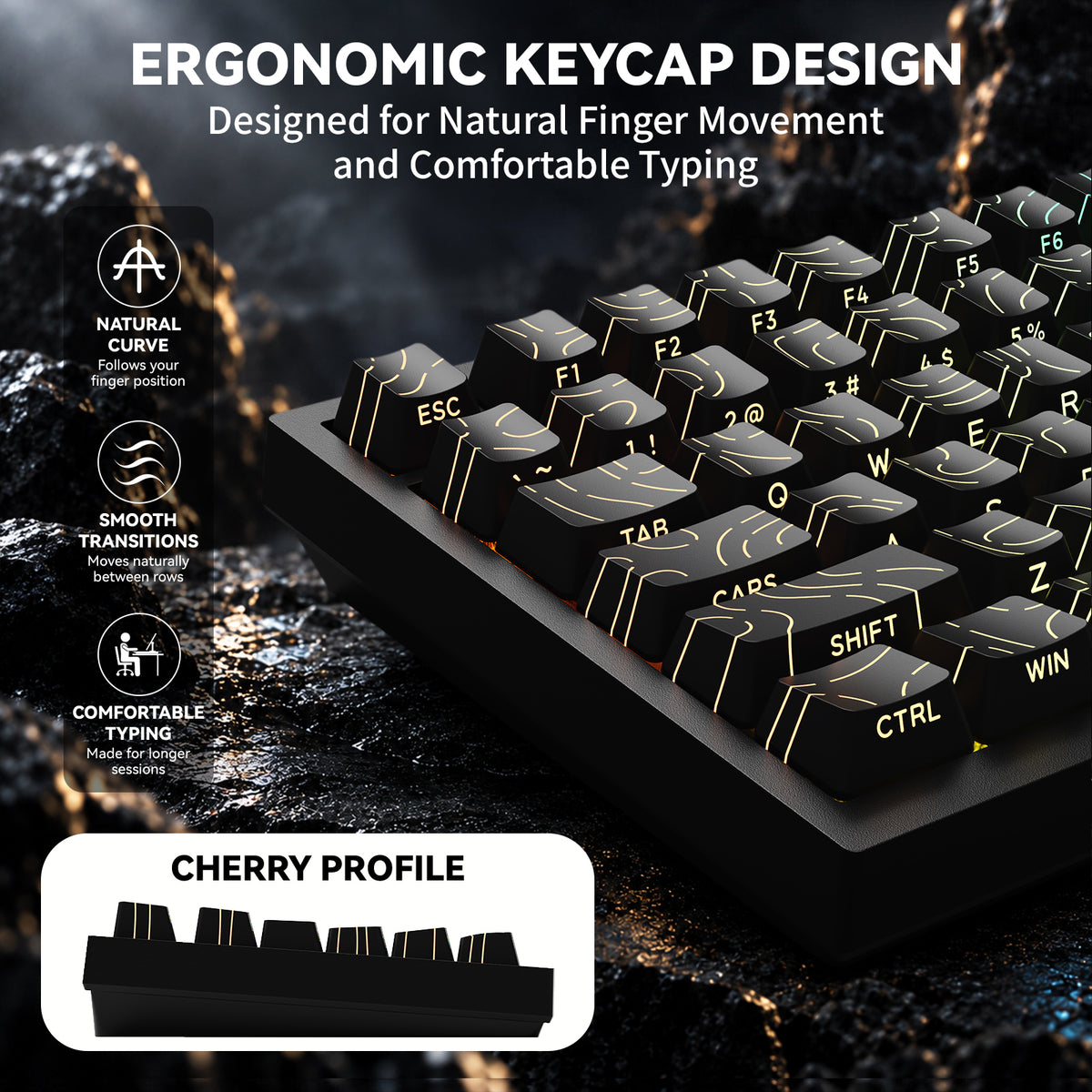 ATTACK SHARK SK06 135 Keys Shine-Through Keycaps, ANSI/ISO
