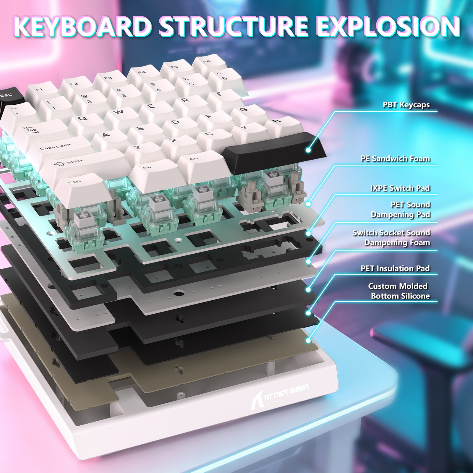 ATTACK SHARK M36 HE One-Handed Magnetic Switch Keyboard & C01 ULTRA LED Aviator Cable
