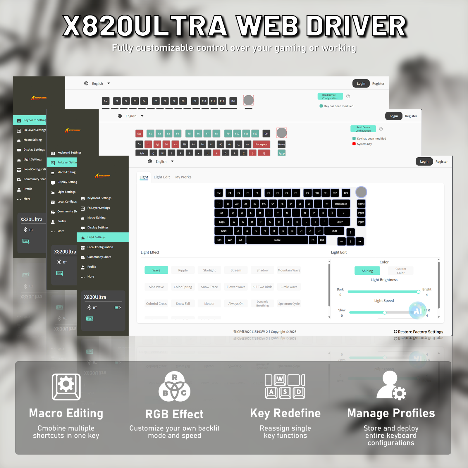 ATTACK SHARK X820ULTRA Mechanical Keyboard with C01ULTRA Coiled Cable