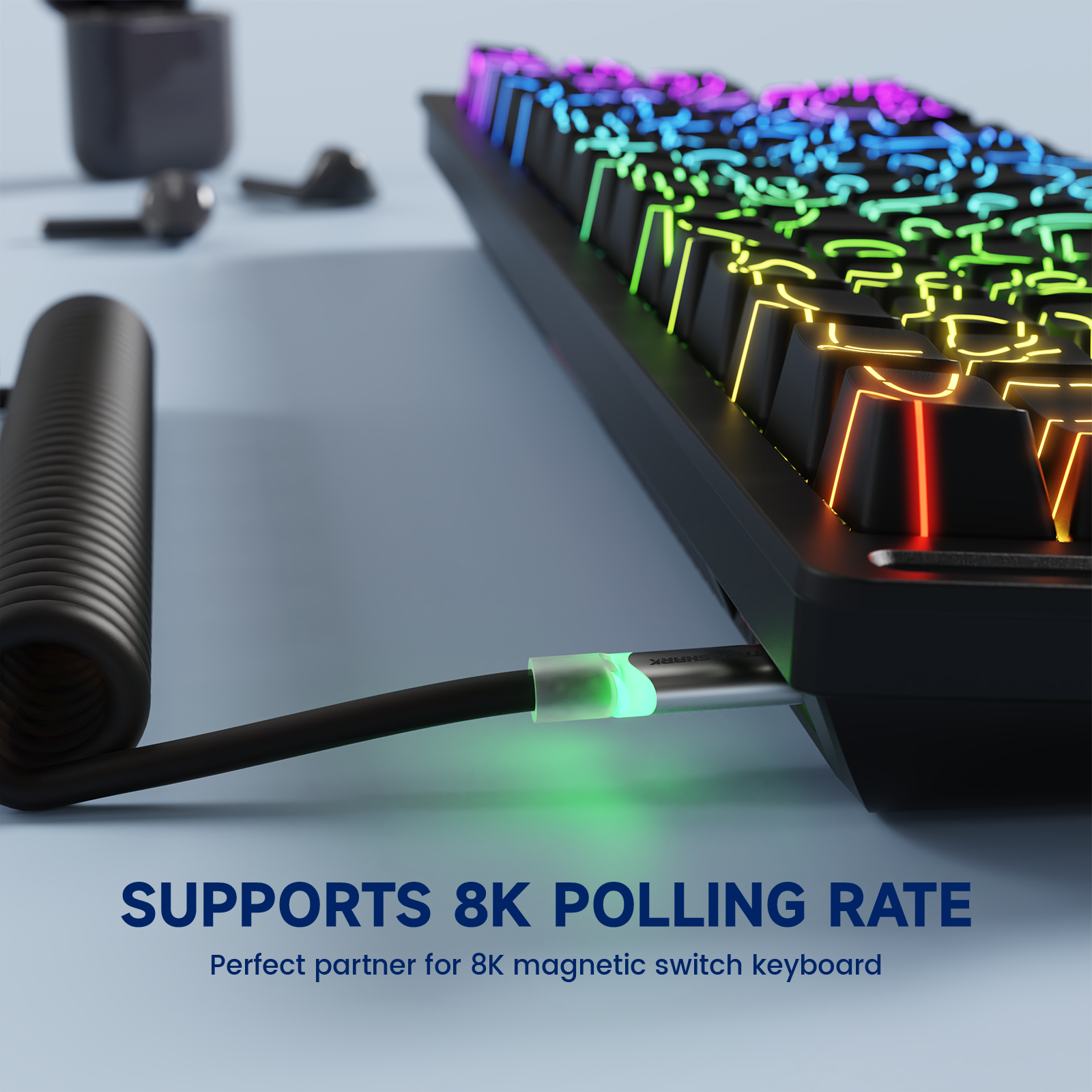 ATTACK SHARK X87 ULTRA Wireless Gaming Keyboard with 8KHz Receiver and RGB Coiled Cable