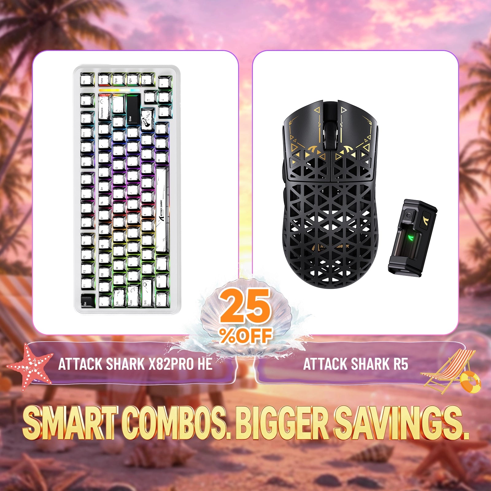 ATTACK SHARK X82PRO HE keyboard and R5 carbon fiber wireless gaming mouse bundle, 25% off