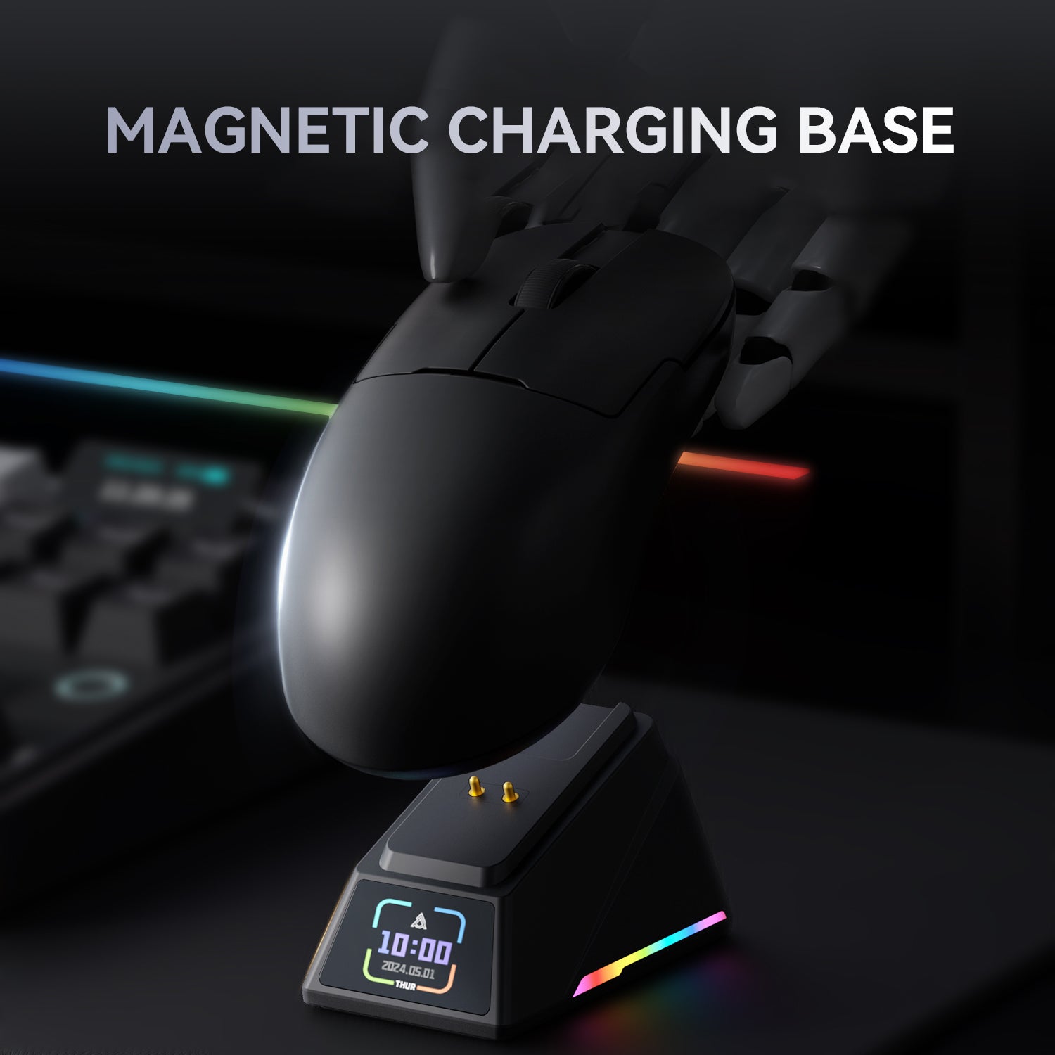 AJAZZ AJ159 APEX wireless gaming mouse with 8K charging dock and color display