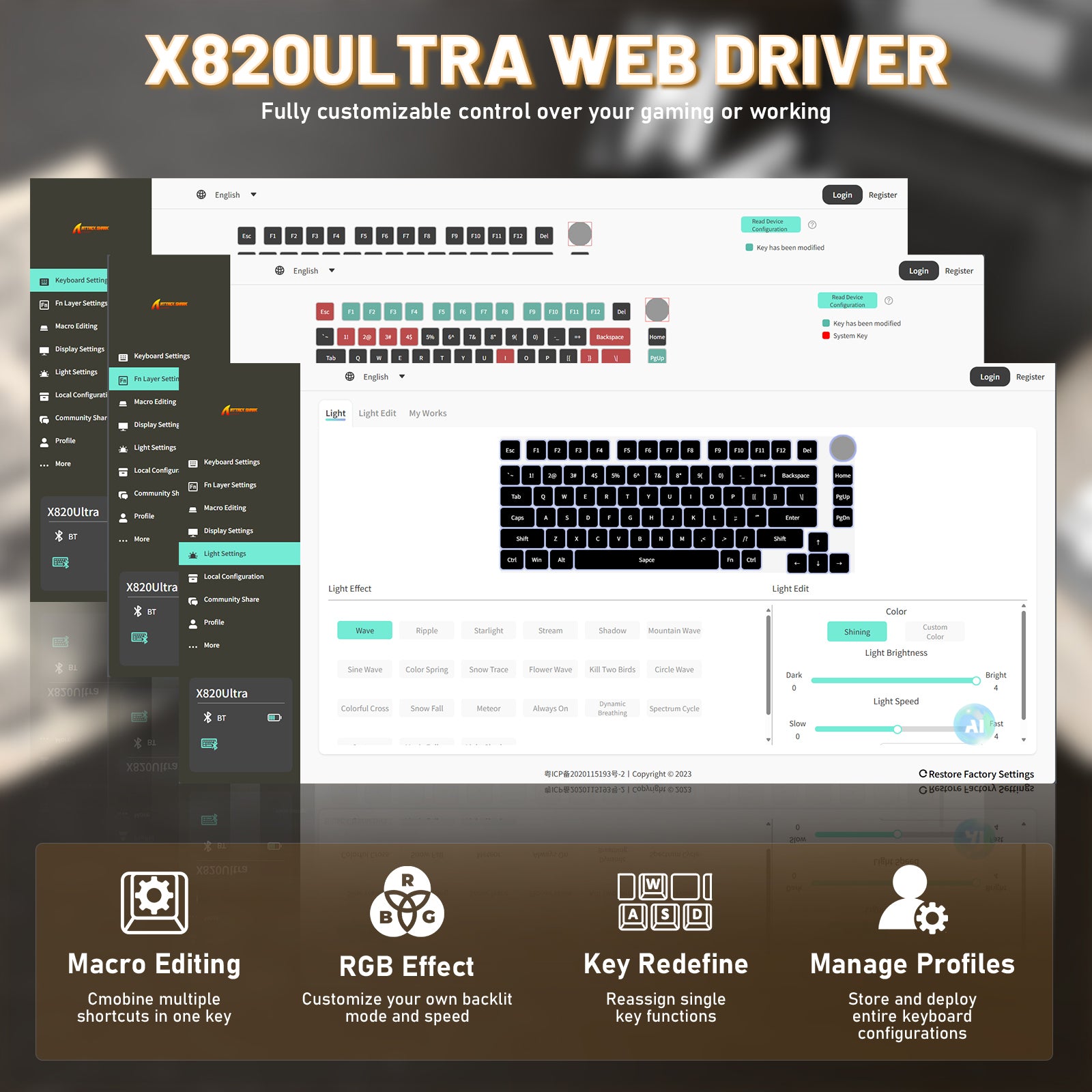 ATTACK SHARK X820ULTRA Mechanical Keyboard with C01ULTRA Coiled Cable