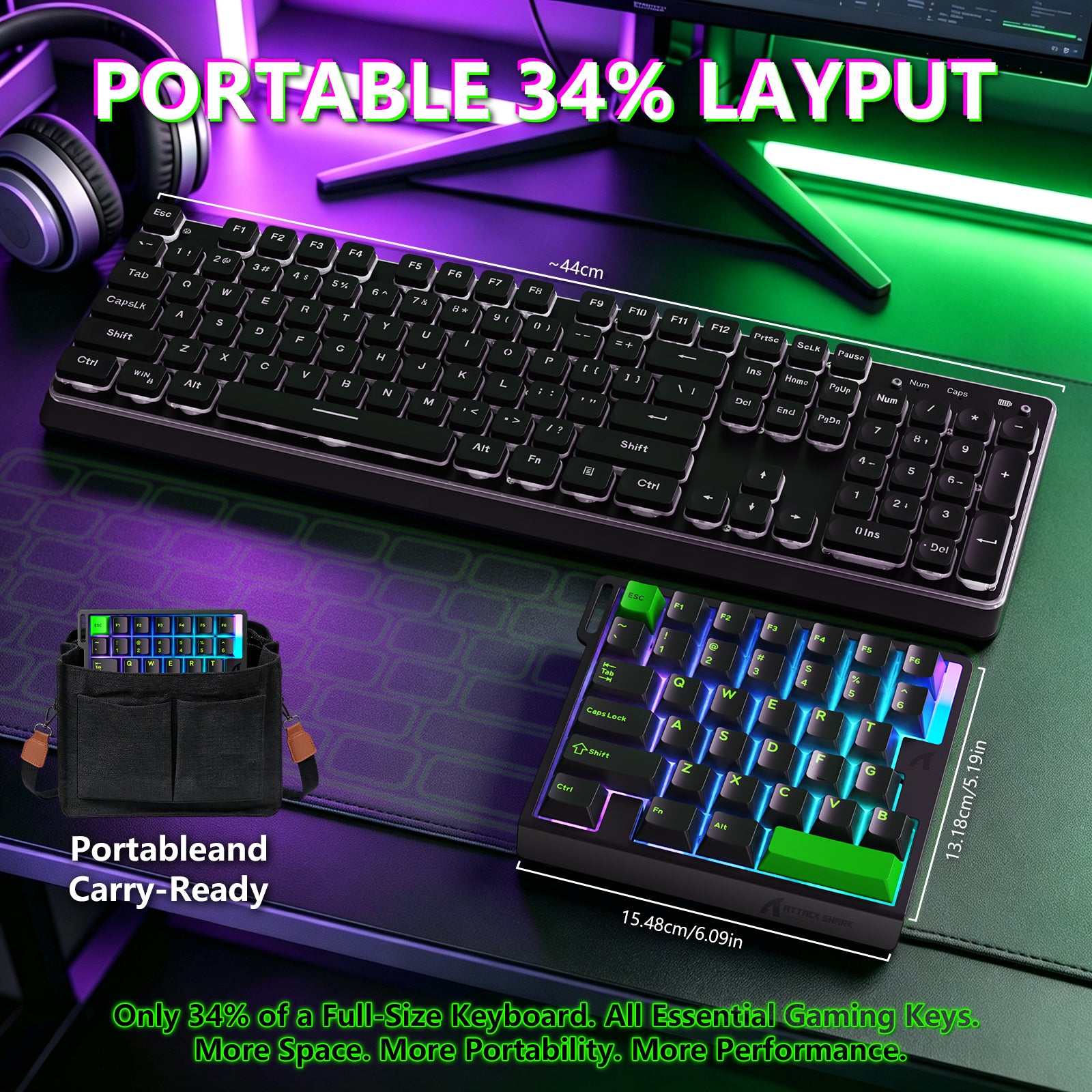 ATTACK SHARK M36 HE One-Handed Magnetic Switch Keyboard & C01 ULTRA LED Aviator Cable