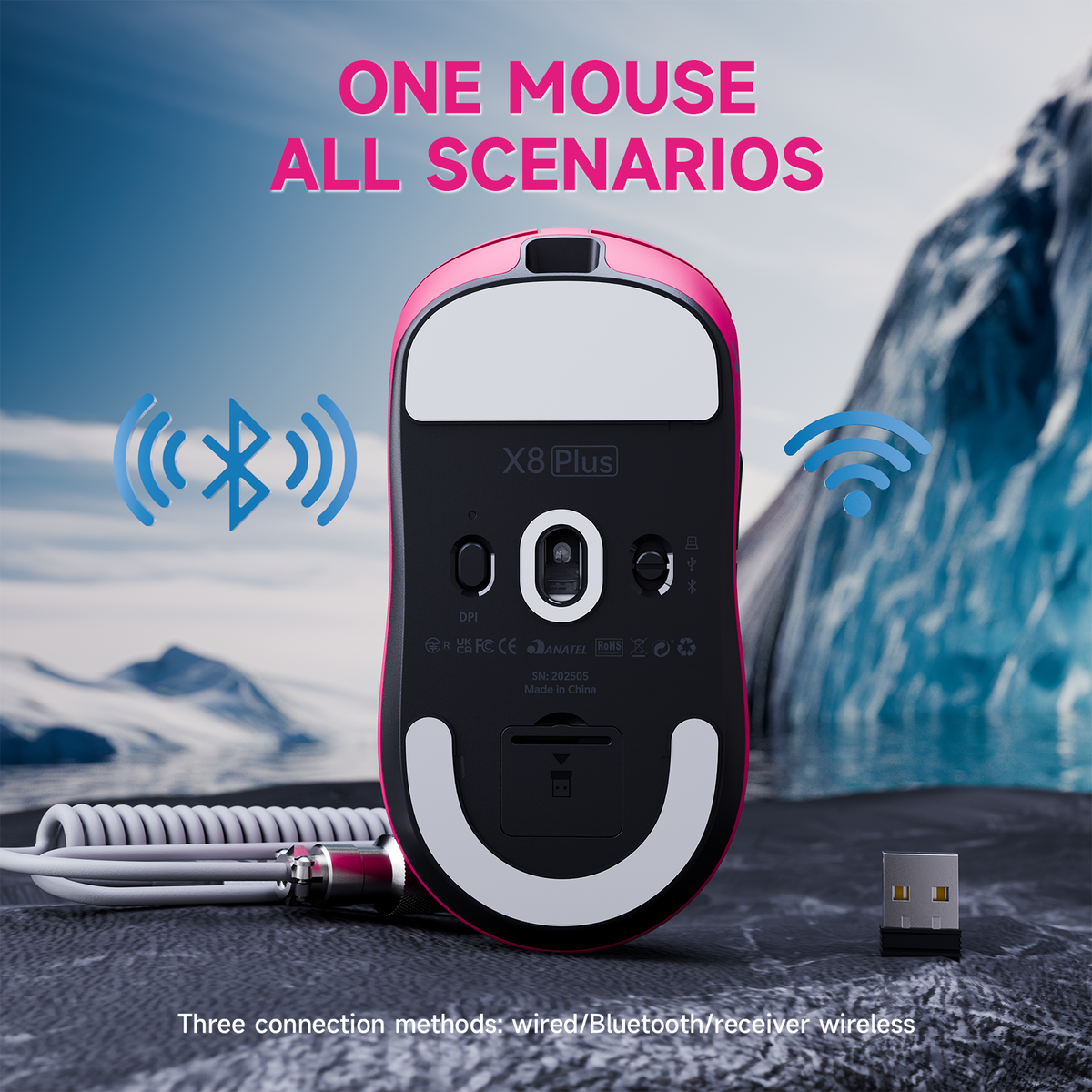 ATTACK SHARK X8 PLUS Tri-mode Wireless Gaming Mouse With C06 ULTRA Cable