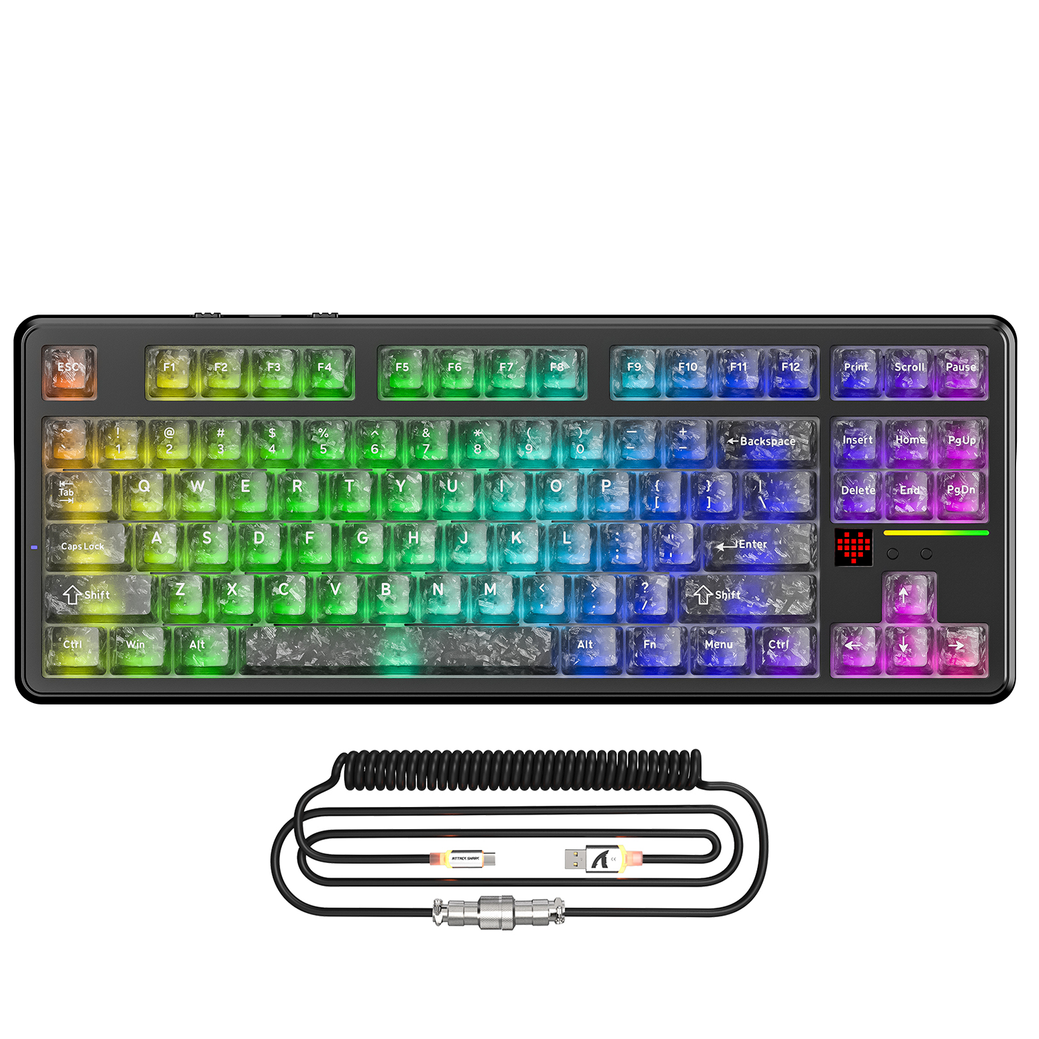 ATTACK SHARK X87 ULTRA Wireless Gaming Keyboard with 8KHz Receiver and RGB Coiled Cable
