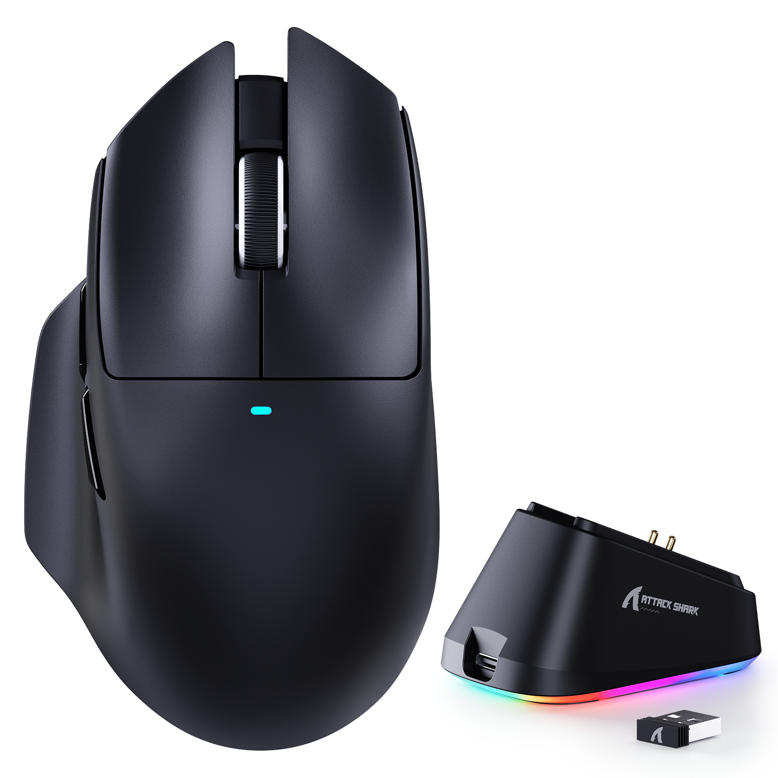 ATTACK SHARK V6 ultra-light tri-mode gaming mouse with RGB lighting and perforated shell