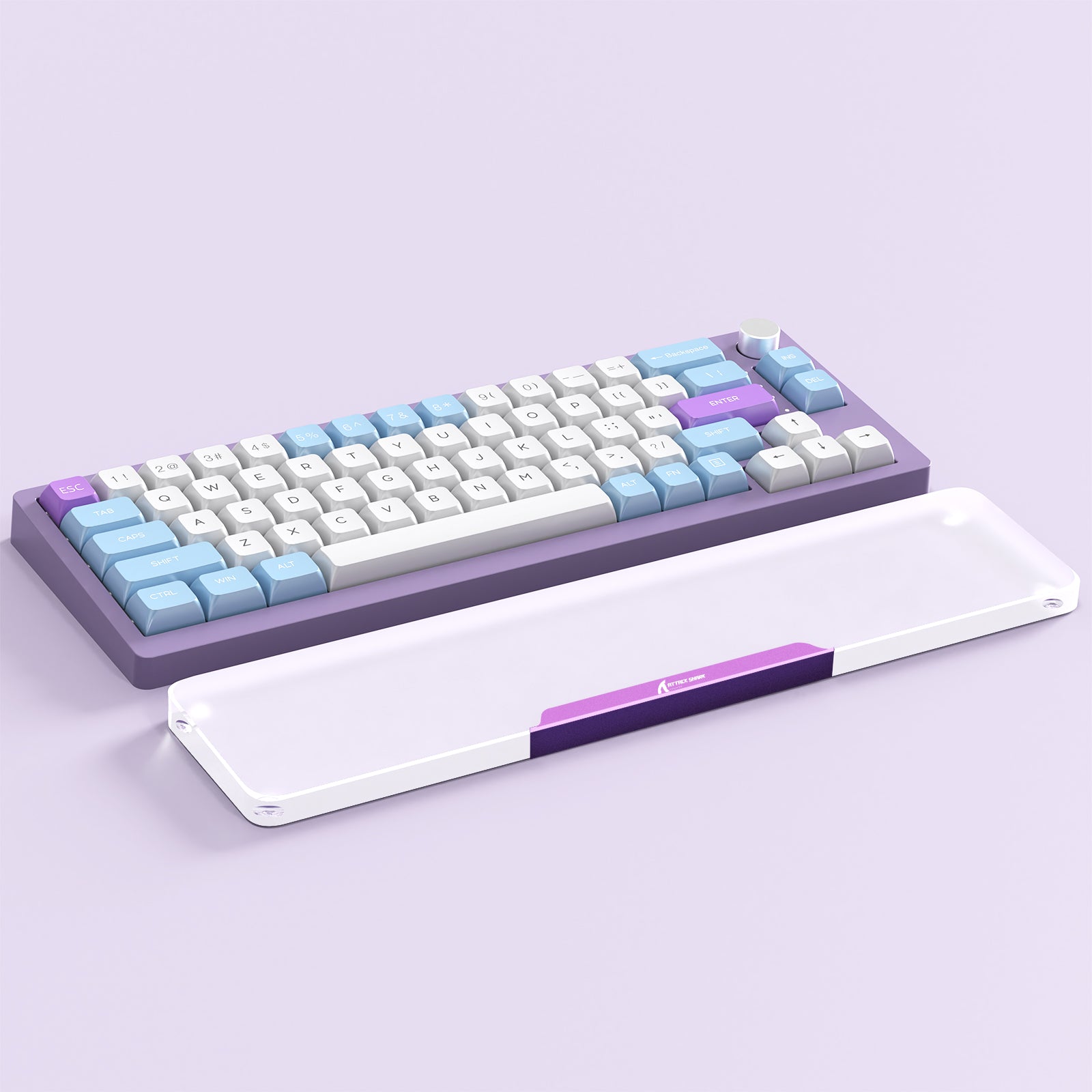 ATTACK SHARK 87 keys acrylic wrist rest with purple keyboard
