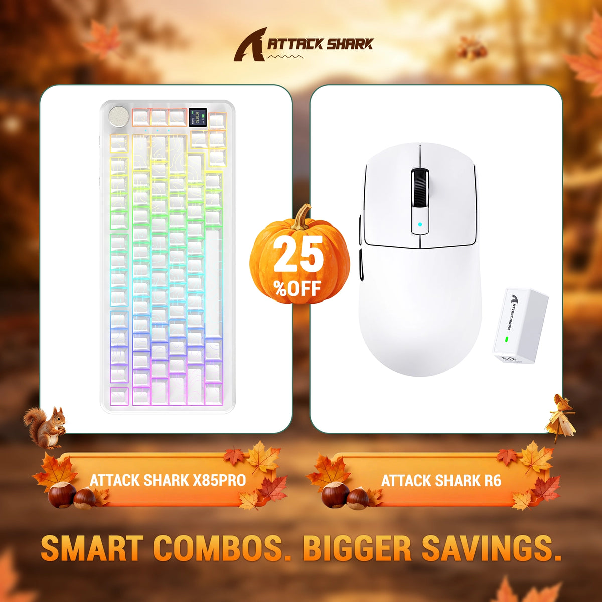 ATTACK SHARK X85 PRO Tri-mode Gasket Mechanical Keyboard + R6 Wireless Gaming Mouse Bundle
