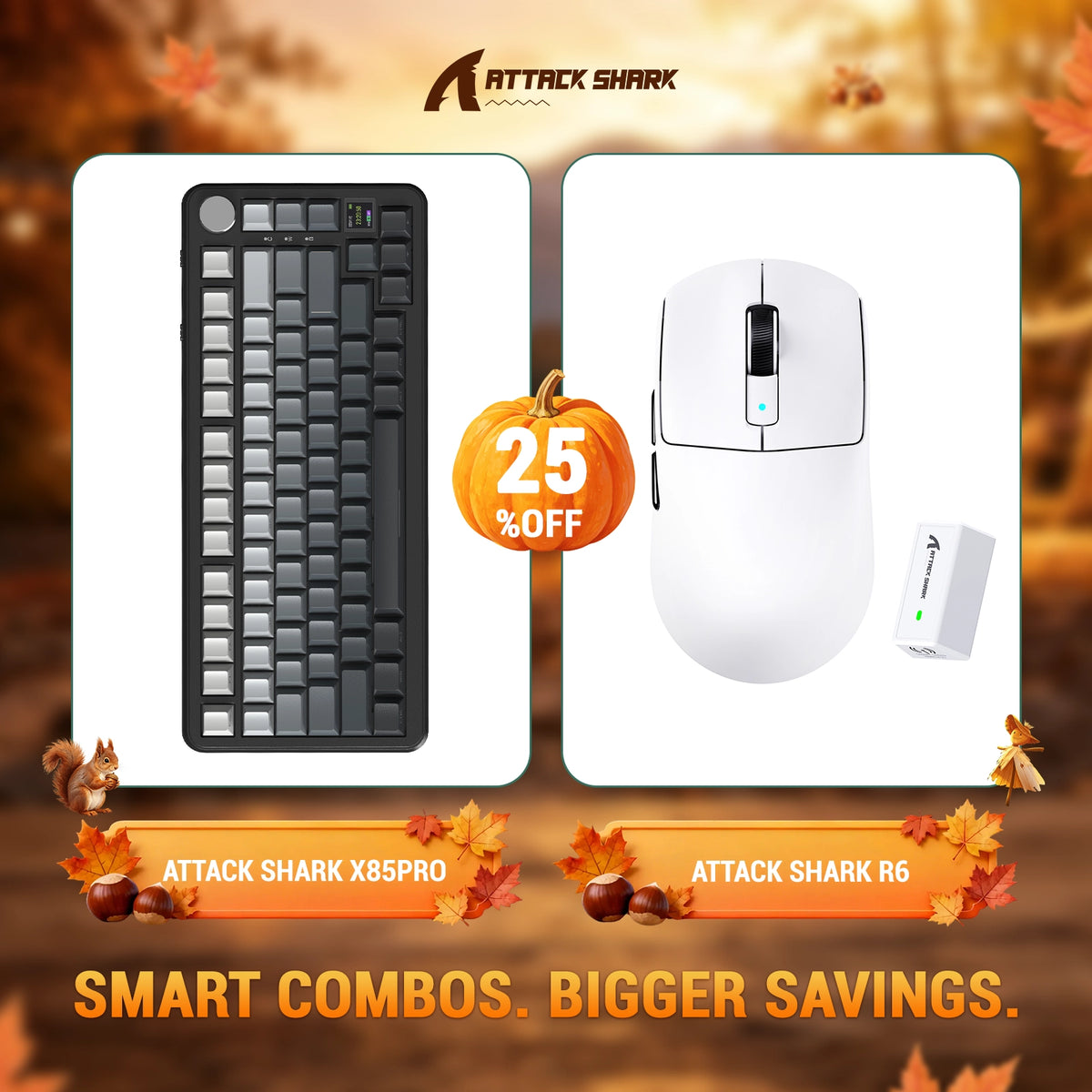 ATTACK SHARK X85 PRO Tri-mode Gasket Mechanical Keyboard + R6 Wireless Gaming Mouse Bundle