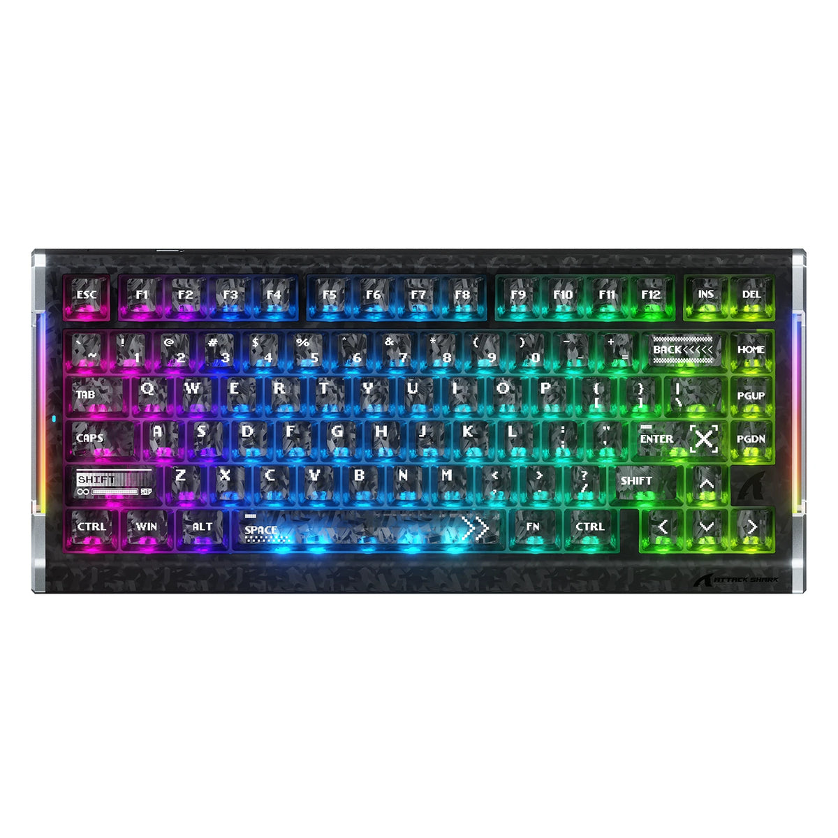 ATTACK SHARK R86 HE Carbon Fiber Wired Rapid Trigger Magnetic Switch Gaming Keyboard with C01 ULTRA RGB Coiled Cable
