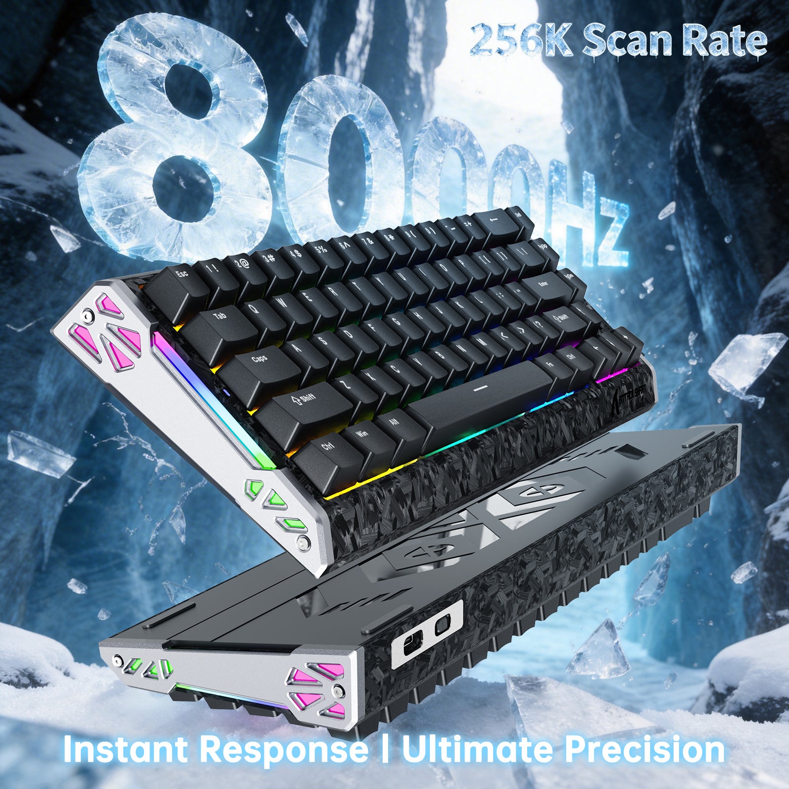 ATTACK SHARK R68 HE carbon fiber keyboard, 8000Hz, rapid trigger, magnetic switches, RGB