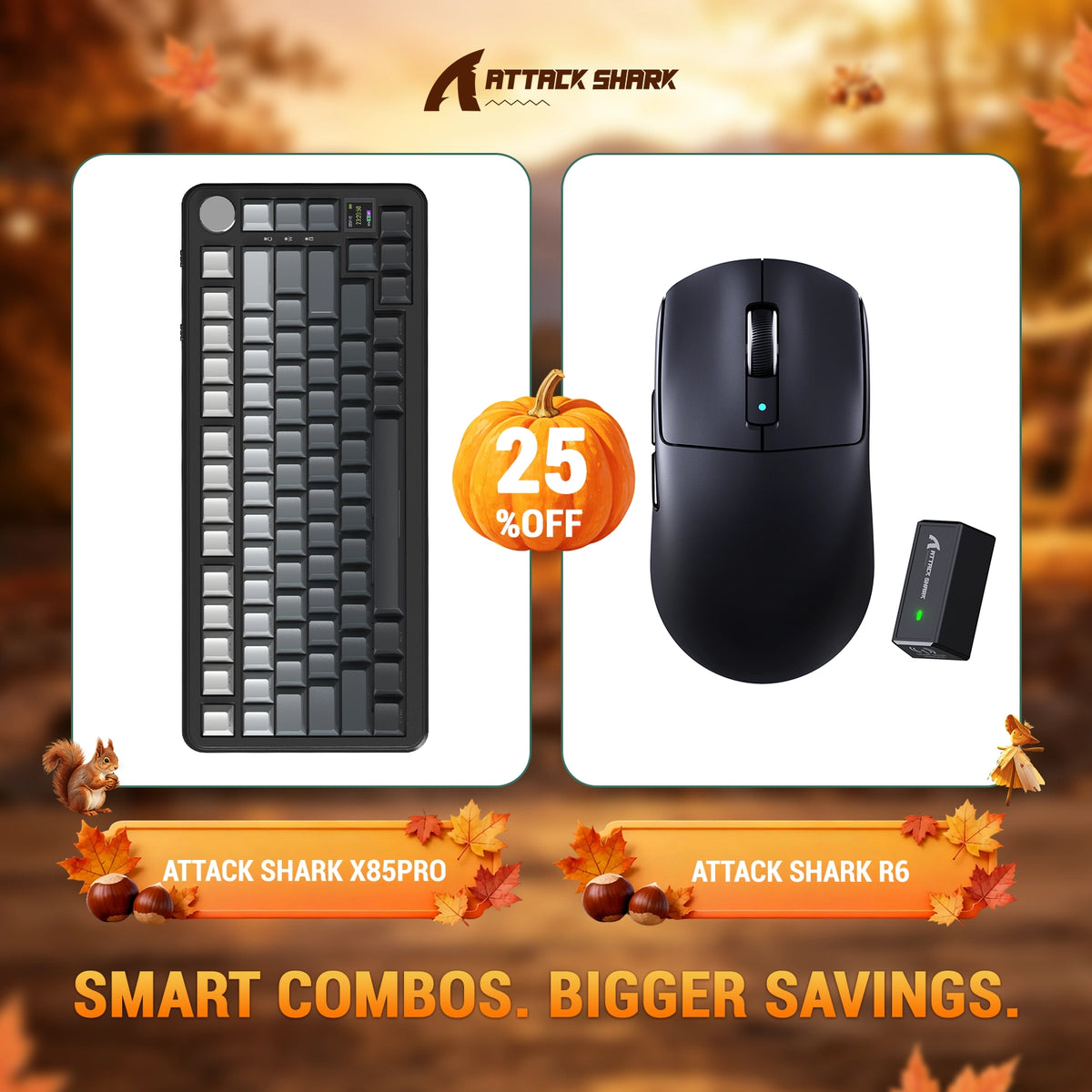 ATTACK SHARK X85 PRO Tri-mode Gasket Mechanical Keyboard + R6 Wireless Gaming Mouse Bundle