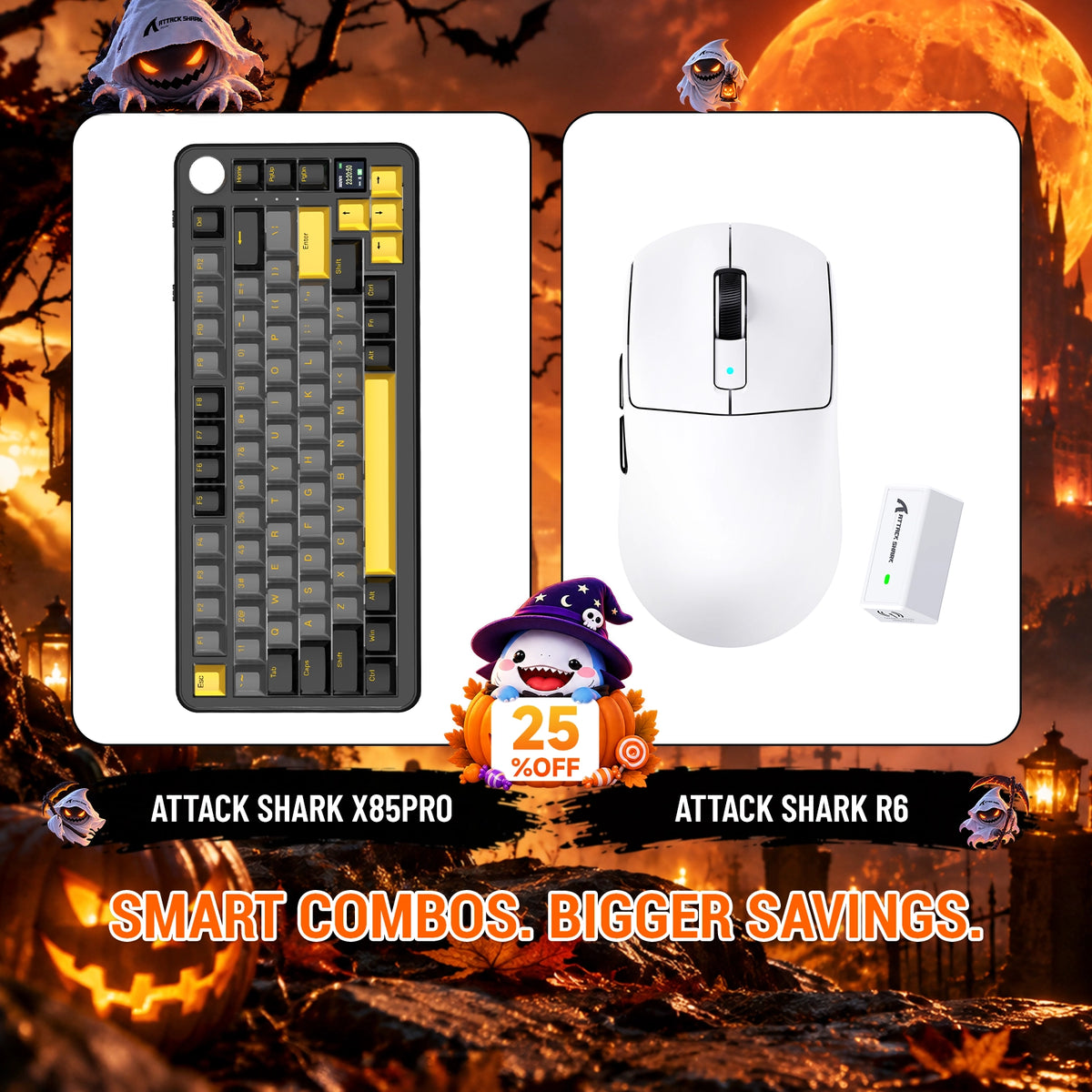 ATTACK SHARK X85 PRO Tri-mode Gasket Mechanical Keyboard + R6 Wireless Gaming Mouse Bundle