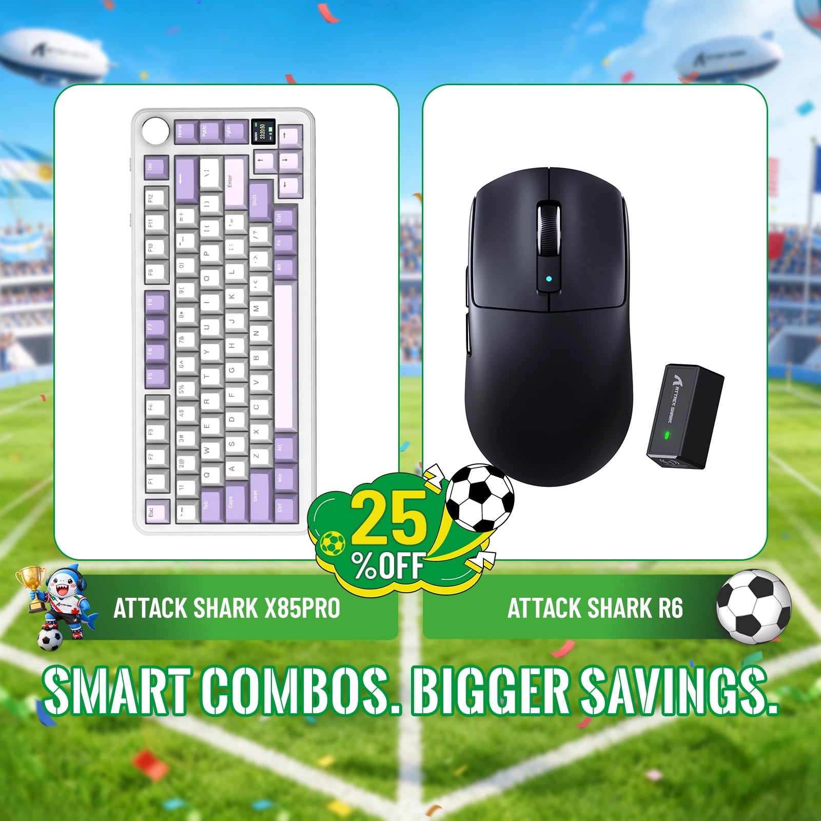 ATTACK SHARK X85PRO Tri-mode Gasket Mechanical Keyboard + R6 Wireless Gaming Mouse Bundle