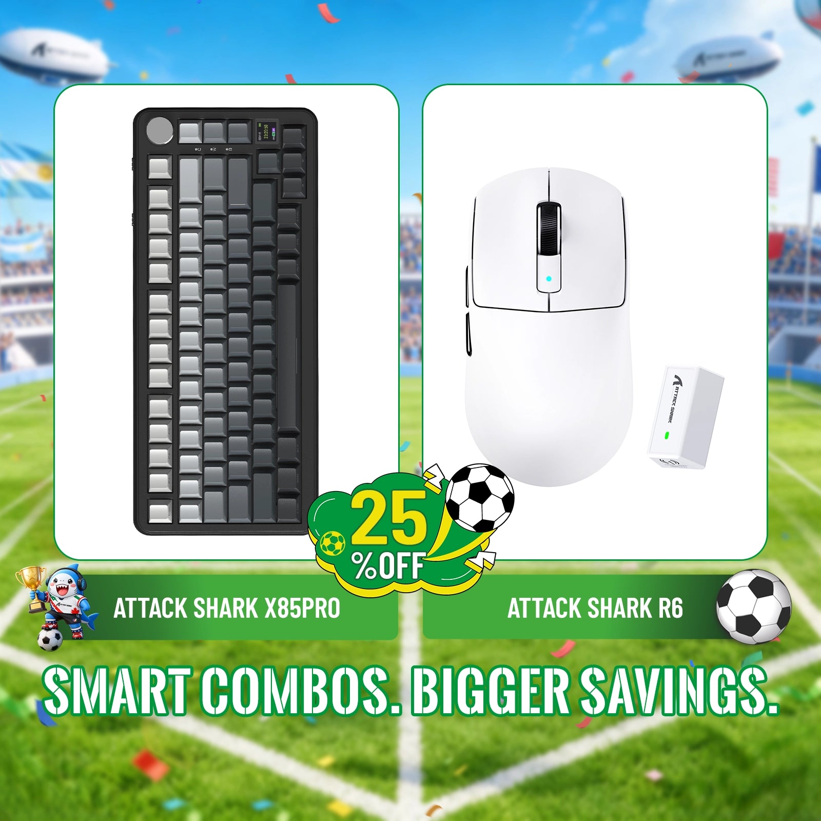 ATTACK SHARK X85PRO Tri-mode Gasket Mechanical Keyboard + R6 Wireless Gaming Mouse Bundle
