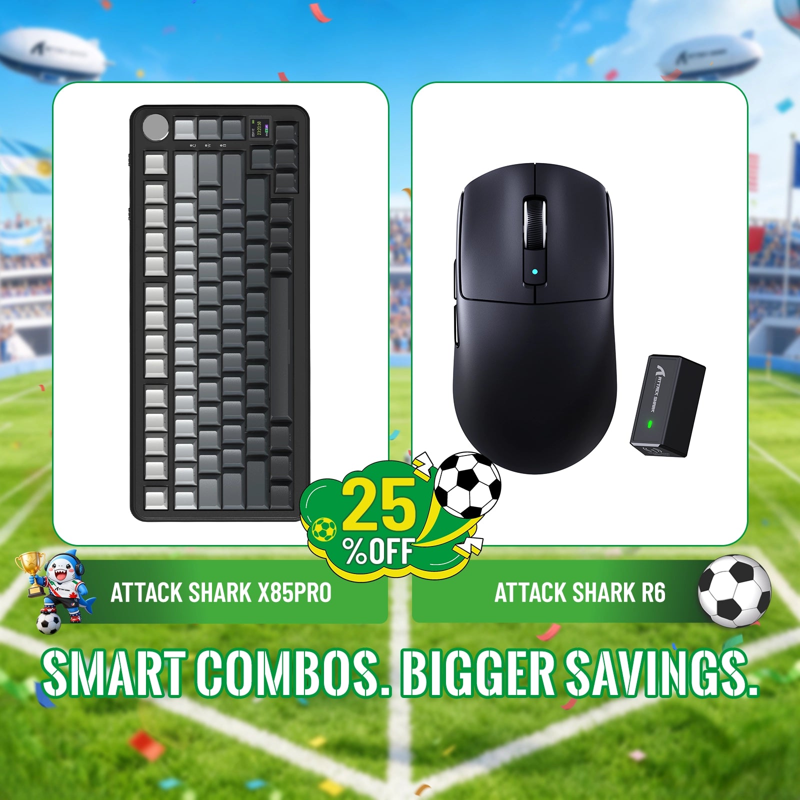ATTACK SHARK X85PRO Tri-mode Gasket Mechanical Keyboard + R6 Wireless Gaming Mouse Bundle