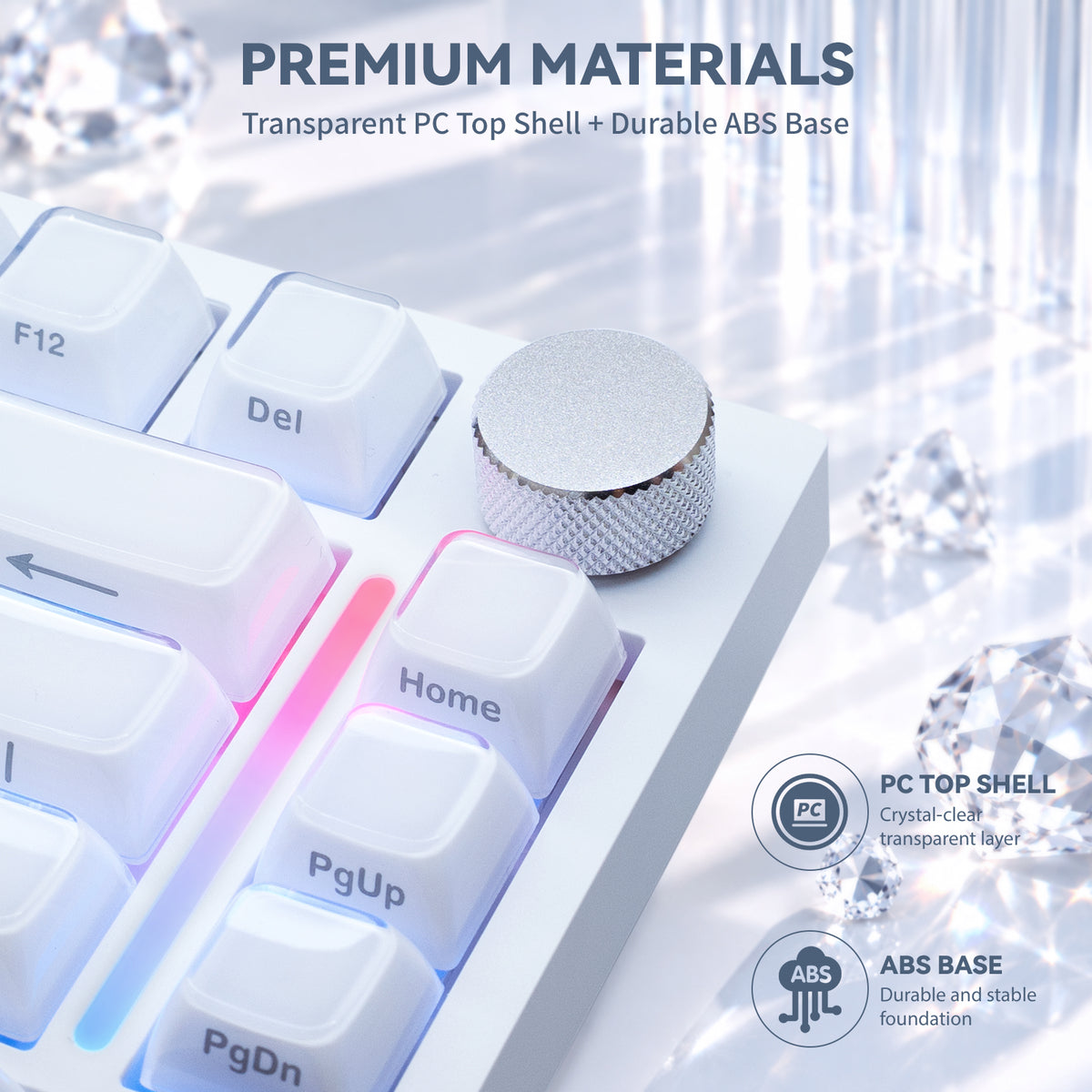 ATTACK SHARK SK03 136 Keys Crystal Keycaps, ASA Profile, ANSI/ISO