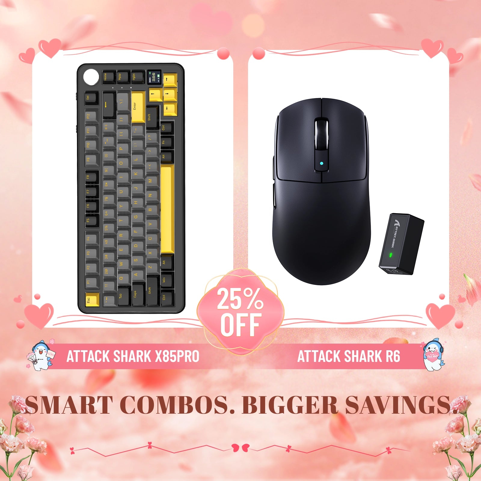 ATTACK SHARK X85PRO Tri-mode Gasket Mechanical Keyboard + R6 Wireless Gaming Mouse Bundle