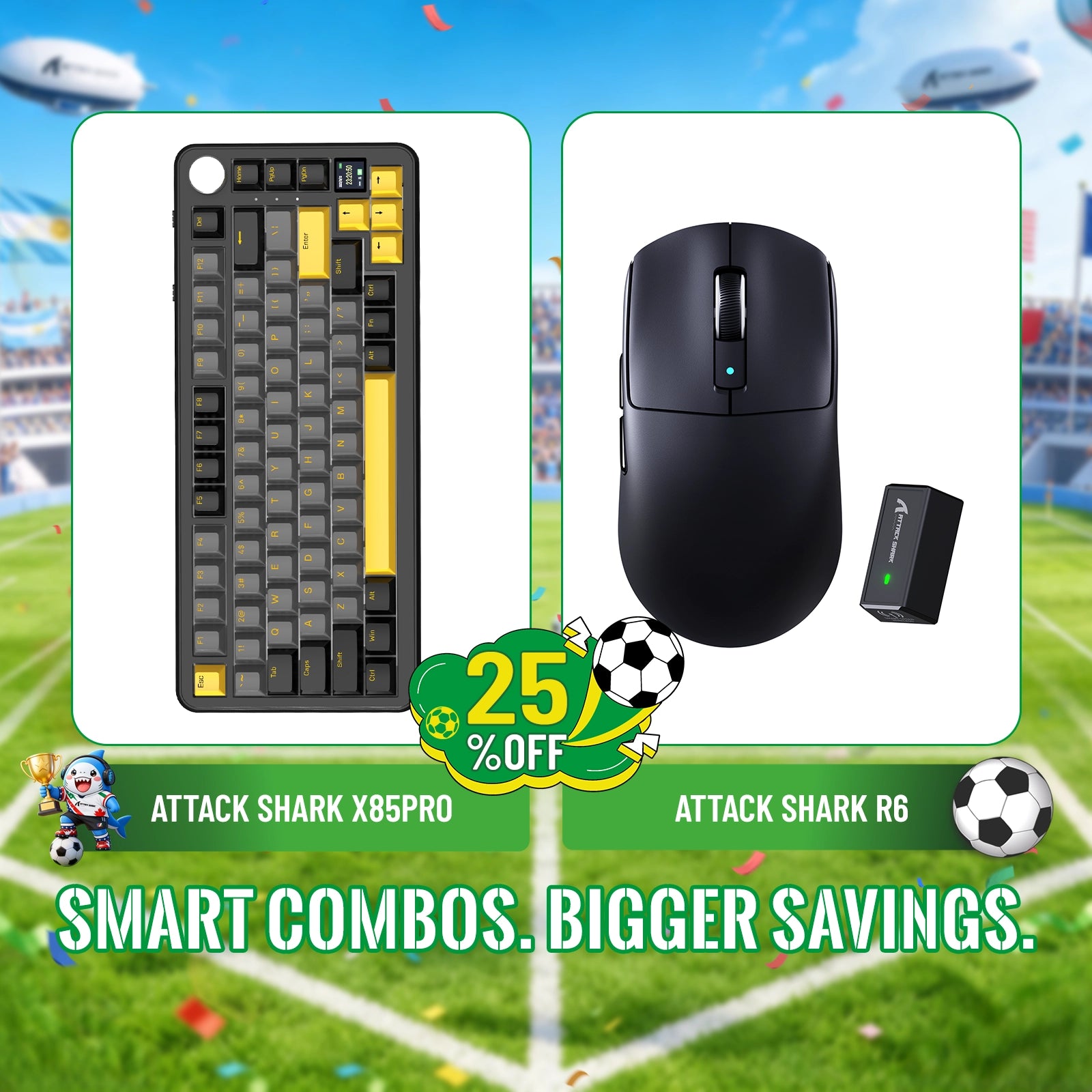 ATTACK SHARK X85PRO Tri-mode Gasket Mechanical Keyboard + R6 Wireless Gaming Mouse Bundle