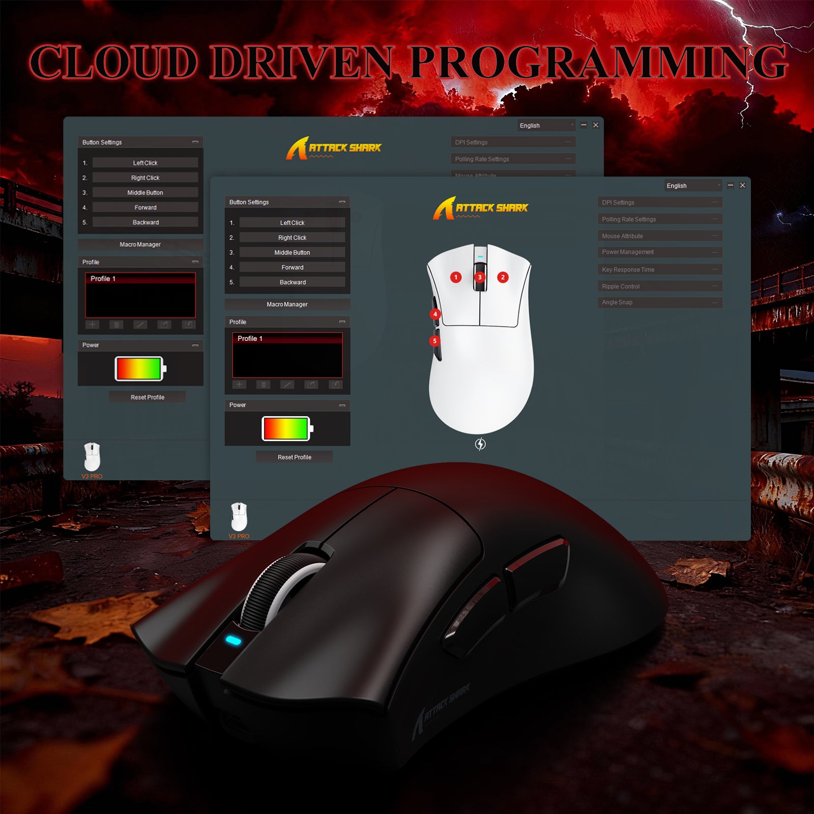 ATTACK SHARK V3PRO Ultra-Light Tri-Mode Gaming Mouse with Charging Dock