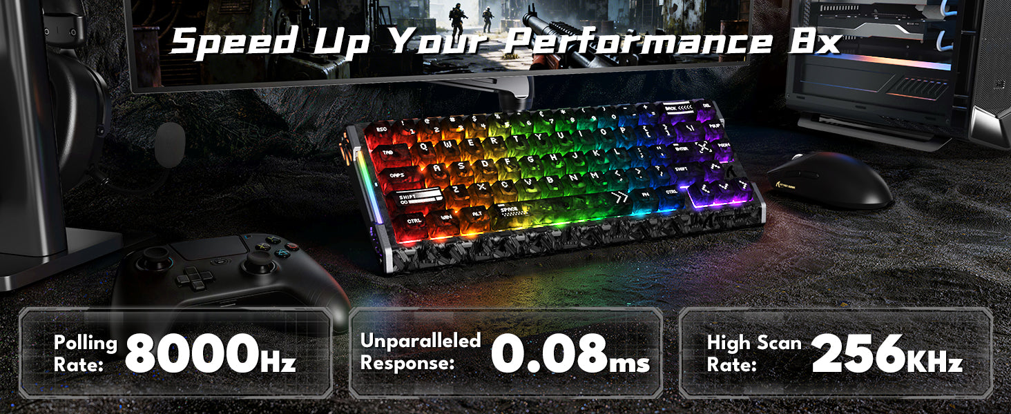 ATTACK SHARK R68 HE Carbon Fiber Wired Rapid Trigger Magnetic Switch Keyboard With C01 Ultra RGB Coiled Cable