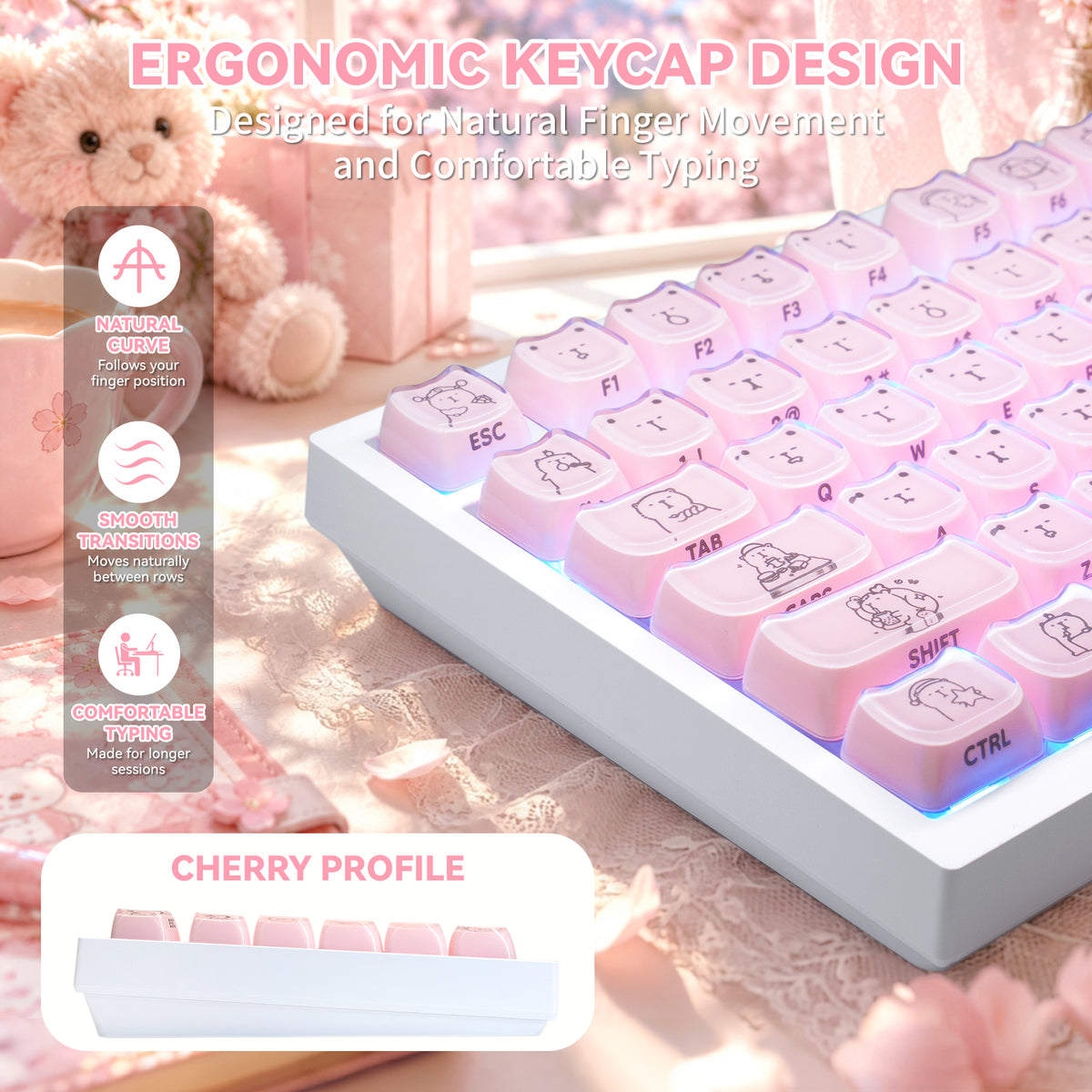 ATTACK SHARK SK05 118/119 Keys PBT Keycaps, MOA, ANSI