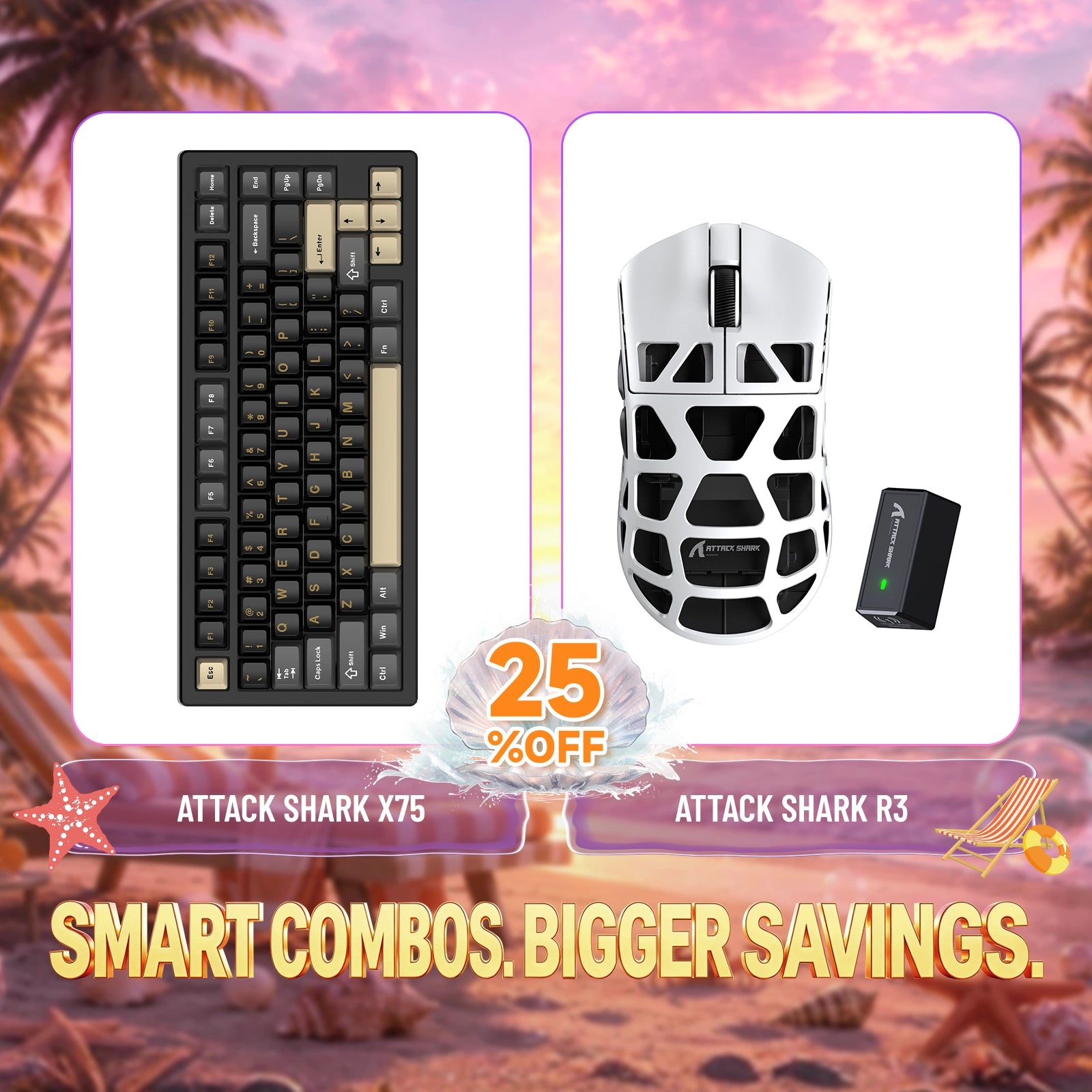 ATTACK SHARK X75 Full Aluminum Keyboard + R3 Magnesium Alloy Gaming Mouse Bundle