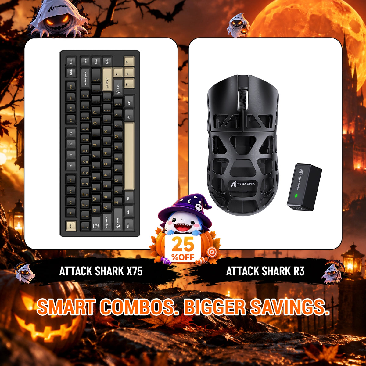 ATTACK SHARK X75 Full Aluminum Keyboard + R3 Magnesium Alloy Gaming Mouse Bundle