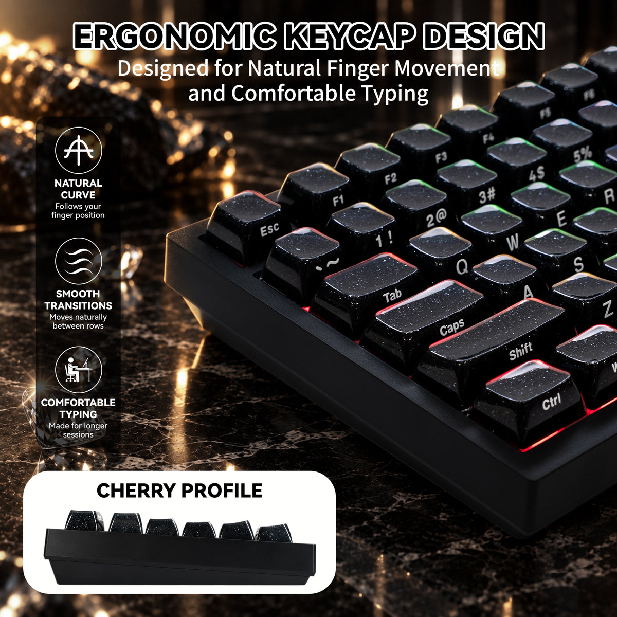 ATTACK SHARK SK03 136 Keys Crystal Keycaps, ASA Profile, ANSI/ISO
