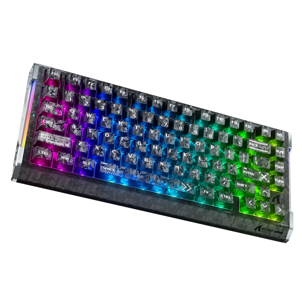 ATTACK SHARK R86 HE Carbon Fiber Wired Rapid Trigger Magnetic Switch Gaming Keyboard with C01 ULTRA RGB Coiled Cable