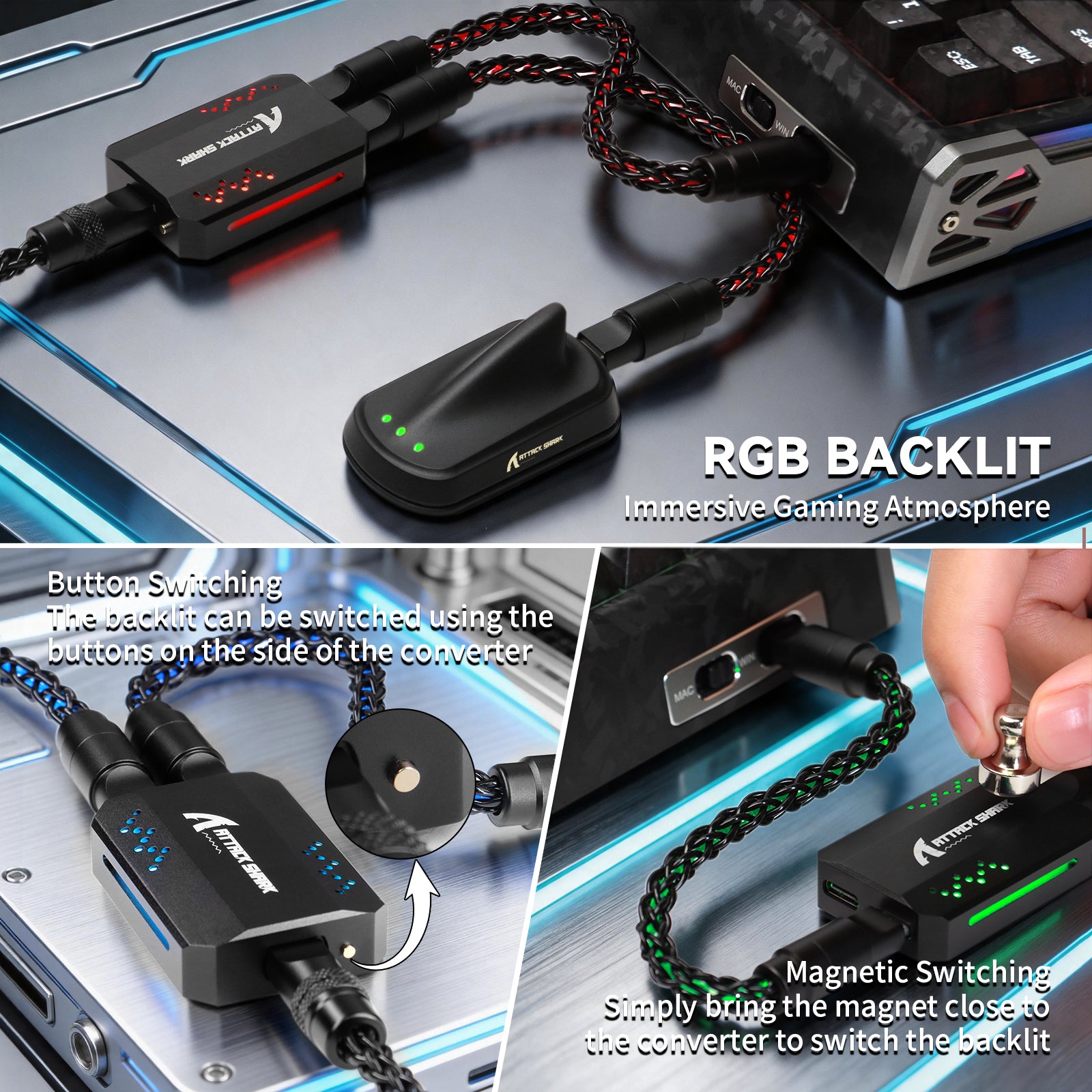 ATTACK SHARK C07 PRO 2-In 1  Type C Cable for 8KHz Gaming Keyboard/Mouse
