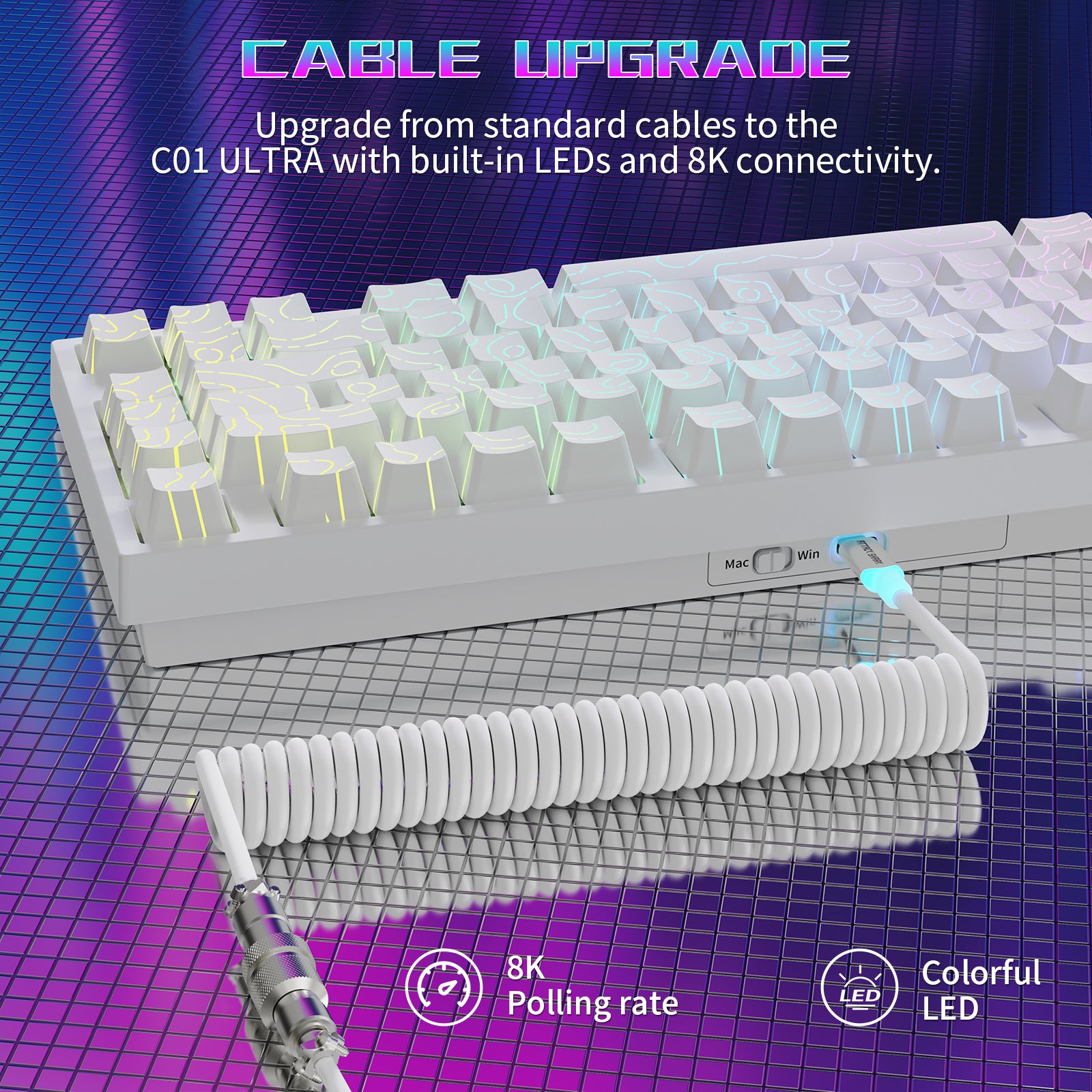 ATTACK SHARK R82 HE Wired 75% Gaming Keyboard  with C01ULTRA LED Cable