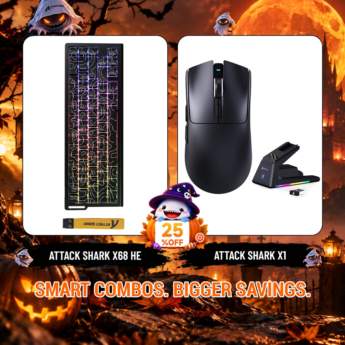 ATTACK SHARK X68HE Rapid Trigger Keyboard + X1 Wireless Gaming Mouse Bundle