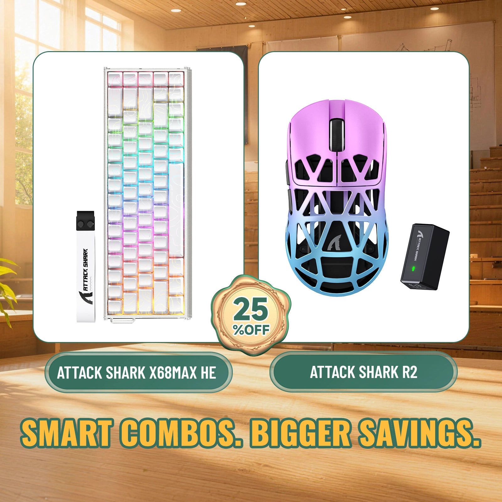 ATTACK SHARK X68MAX HE Rapid Trigger Aluminum Keyboard + R2 Magnesium Alloy Wireless Gaming Mouse Bundle