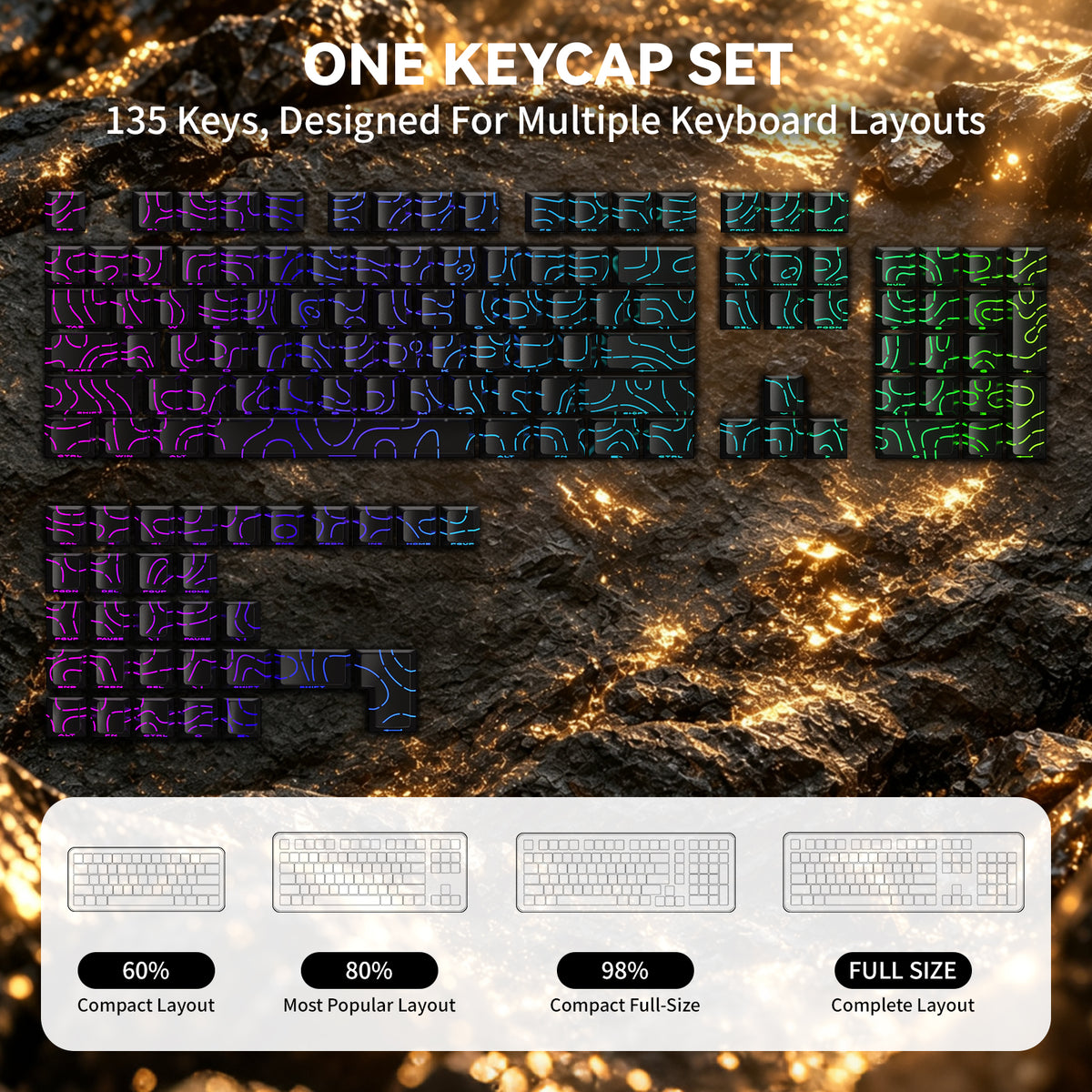 ATTACK SHARK SK06 135 Keys Shine-Through Keycaps, ANSI/ISO