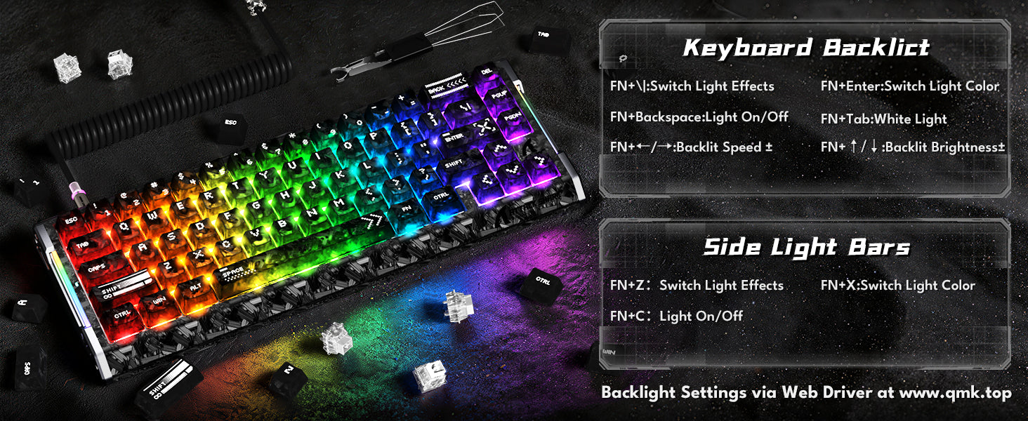 ATTACK SHARK R68 HE Carbon Fiber Wired Rapid Trigger Magnetic Switch Keyboard With C01 Ultra RGB Coiled Cable